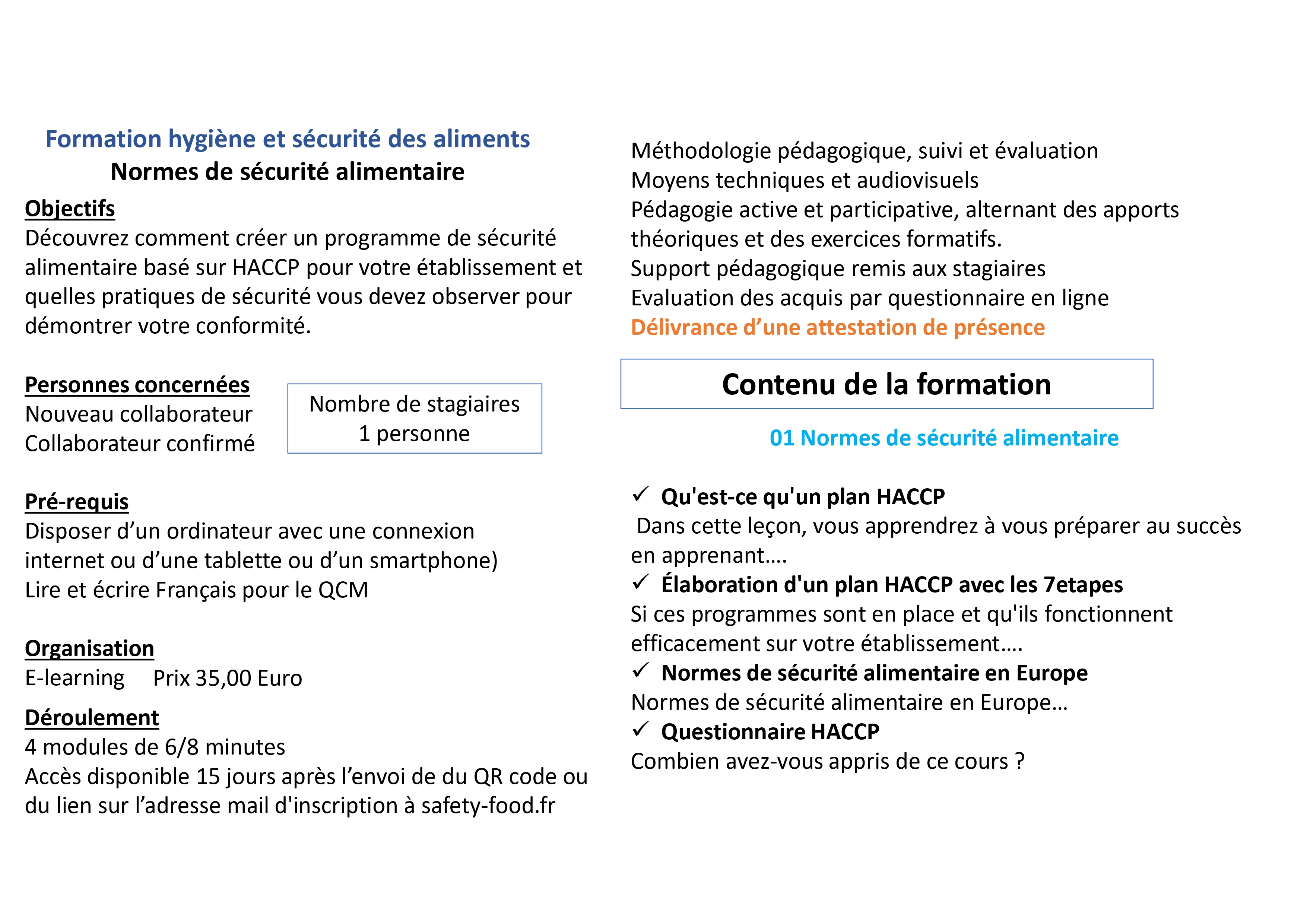 01 Normes de sécurité alimentaire par Safety food