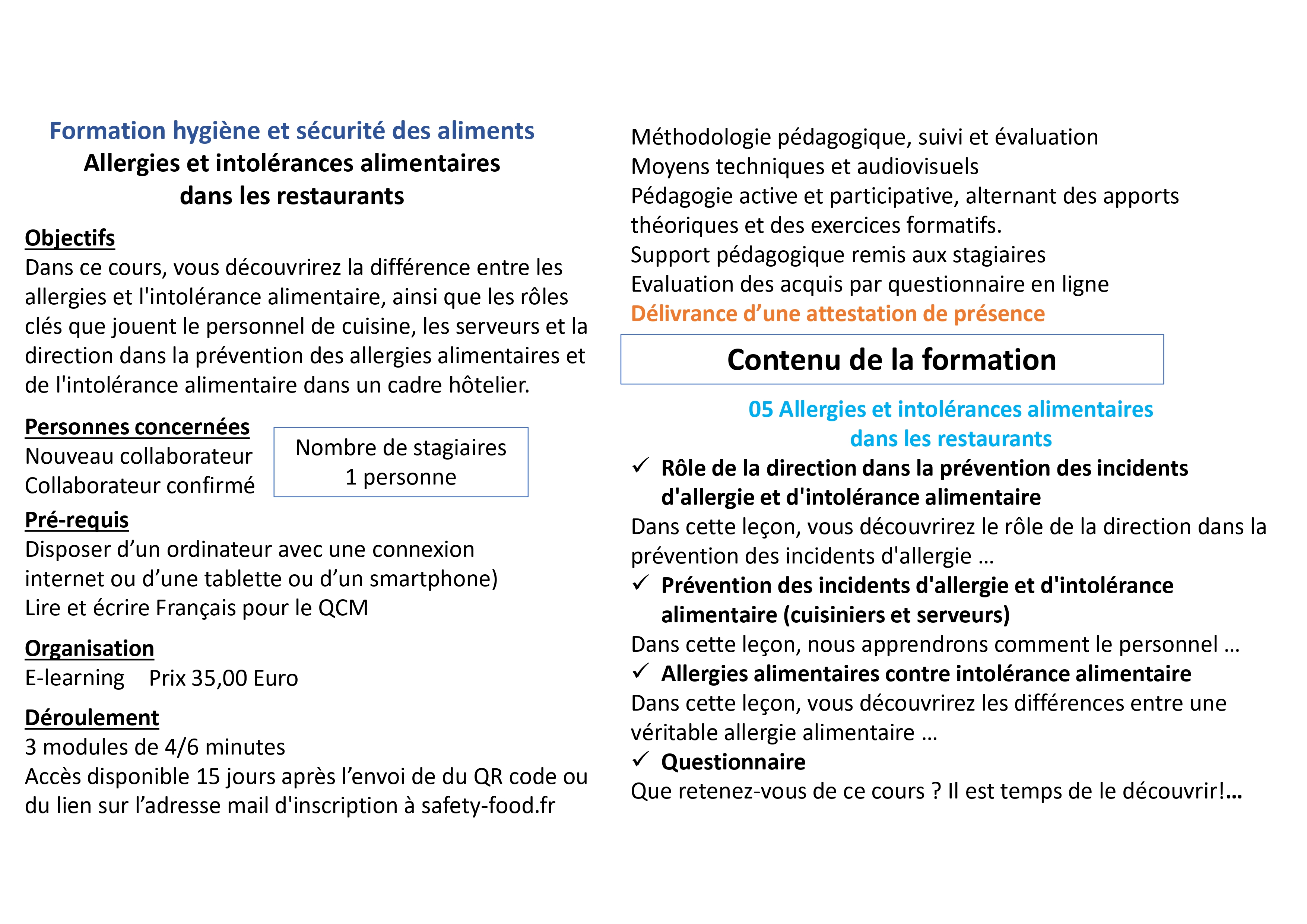 05 Allergies et intolérances alimentaires dans les restaurants