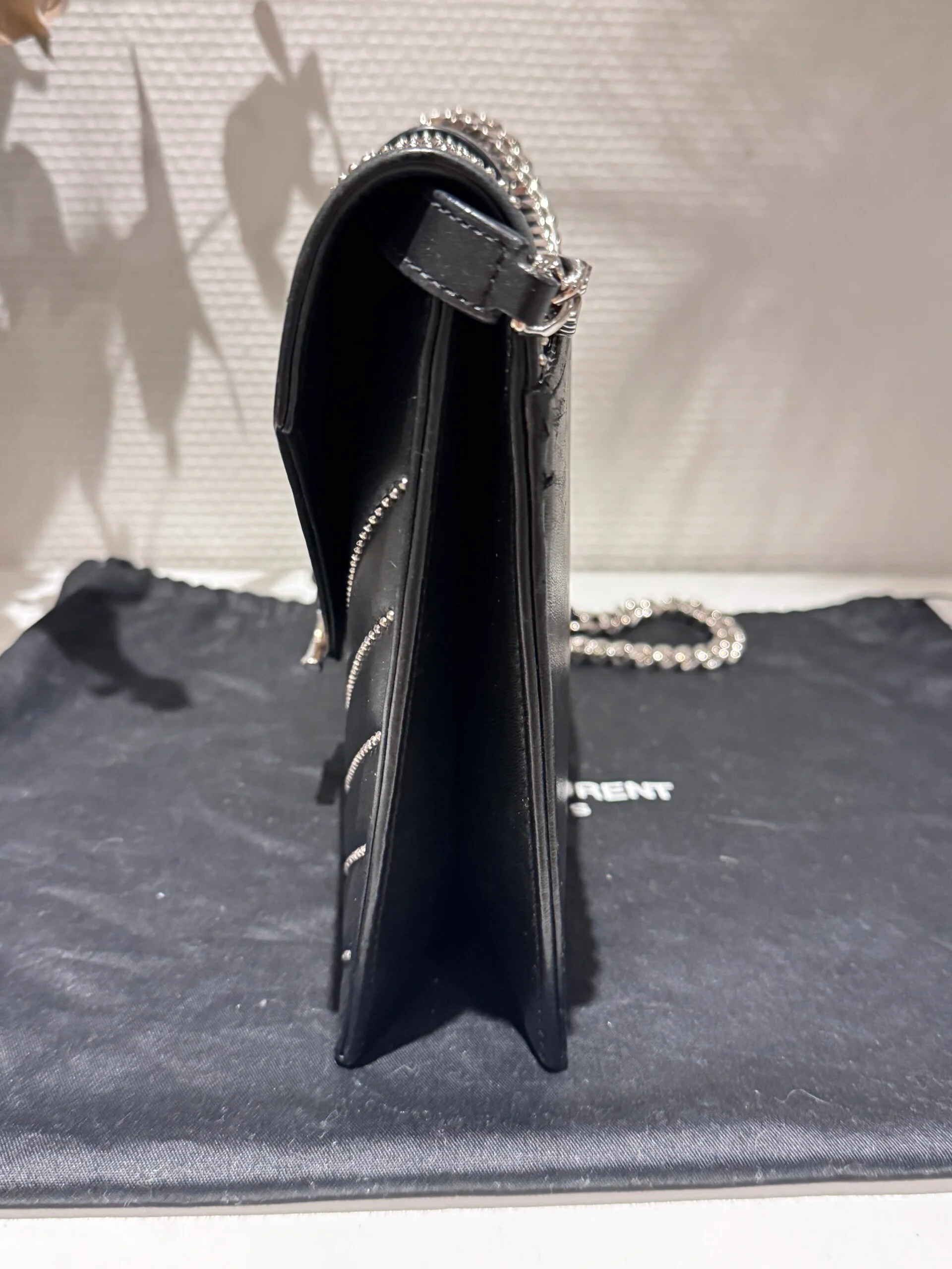 Saint Laurent Monogram College Medium Studs SHW