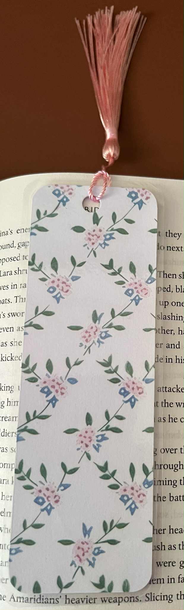 White with Floral Bookmark