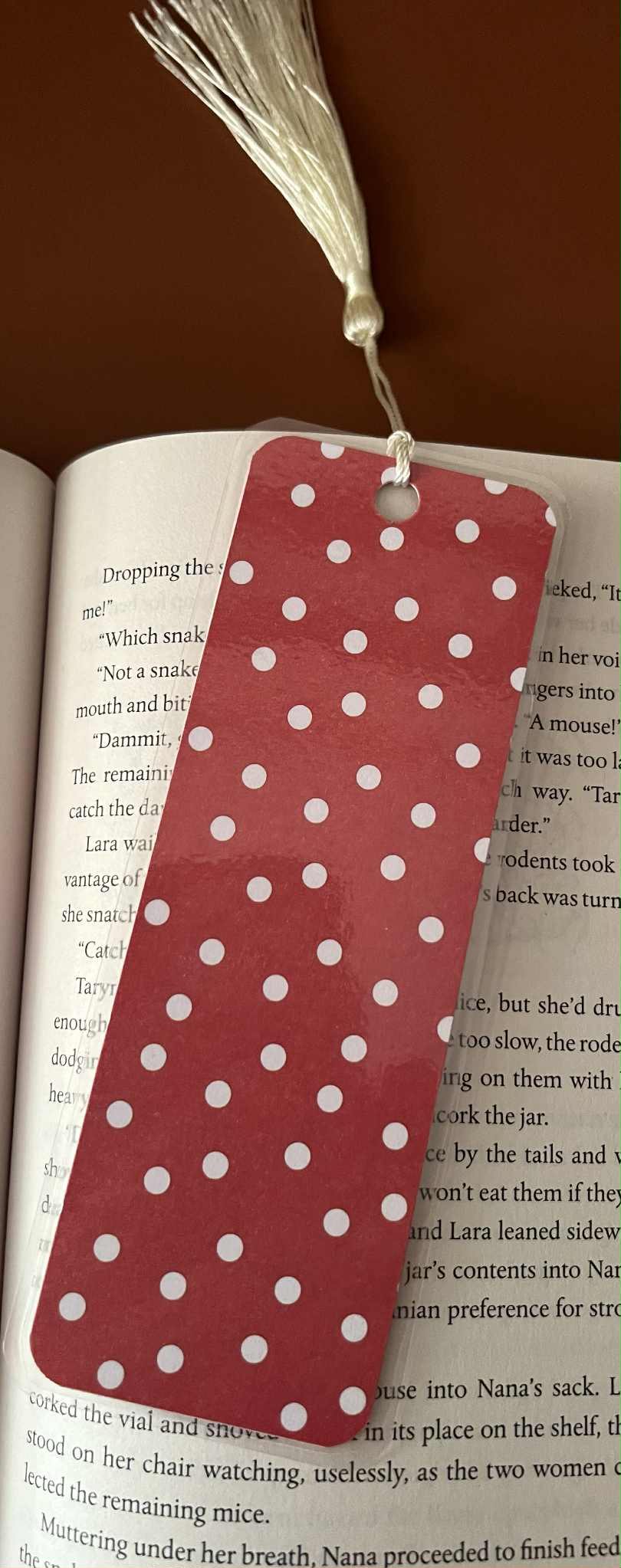 White Polka Dot Bookmark