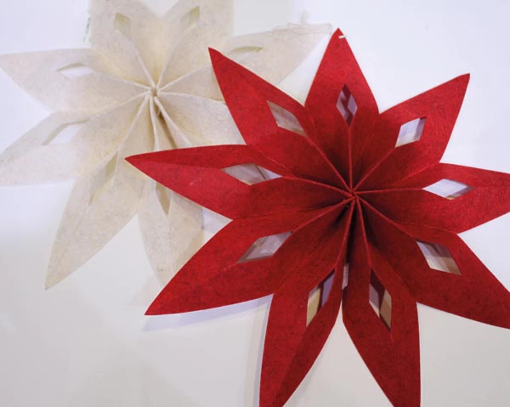 Veltinio žvaigždės dekoracijos