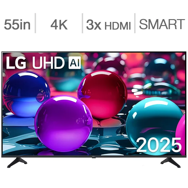 LG 55" UA7000 Series 4K UHD LED Smart TV (2025) – Alpha 7 Gen8 4K AI Processor, HDR10 Pro, 4K Super Upscaling, AI Sound Pro, Ultra Slim Design, Google Photos, Multi View, Gaming Portal