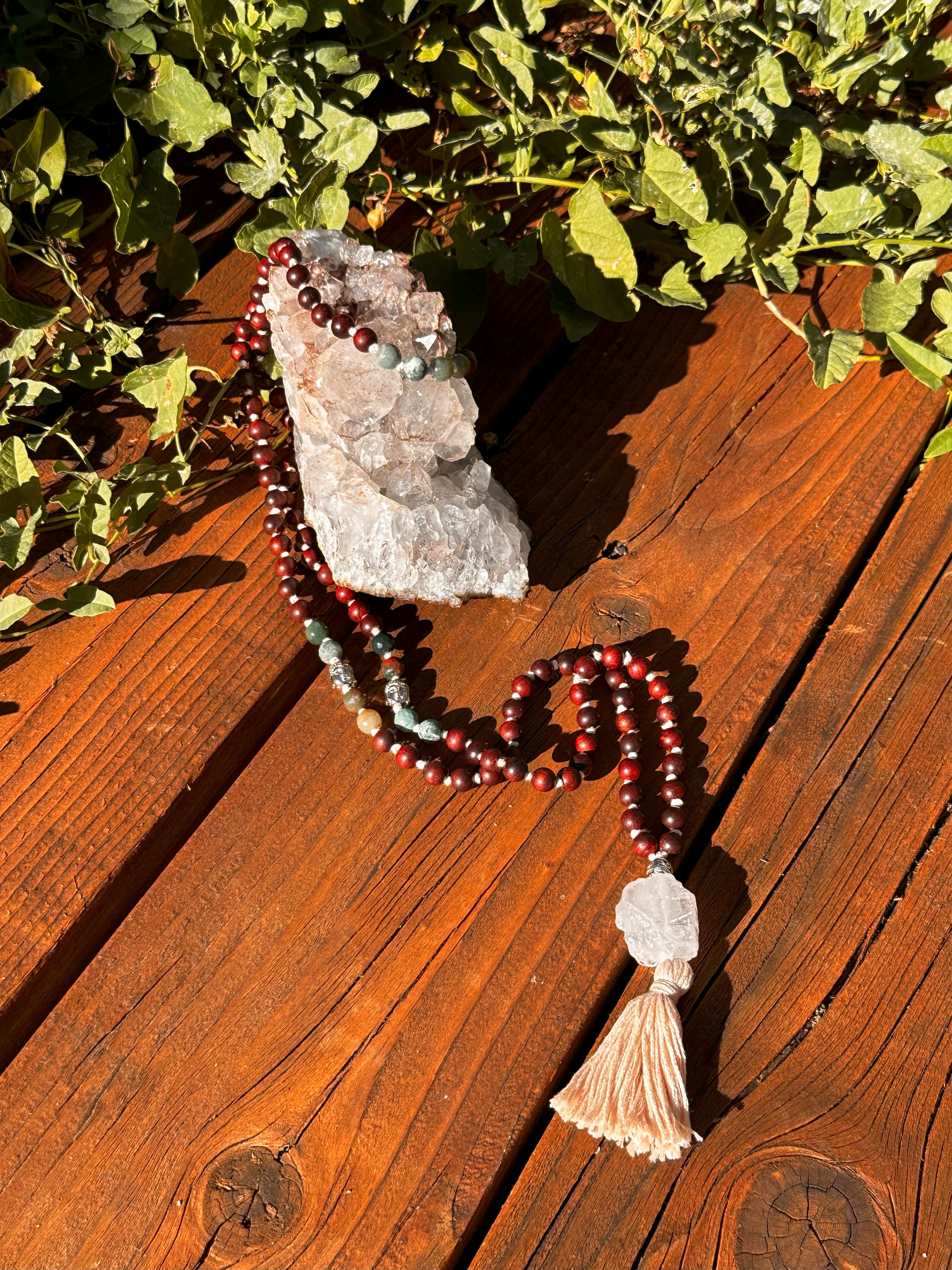 Fancy Jasper & Quartz Mala