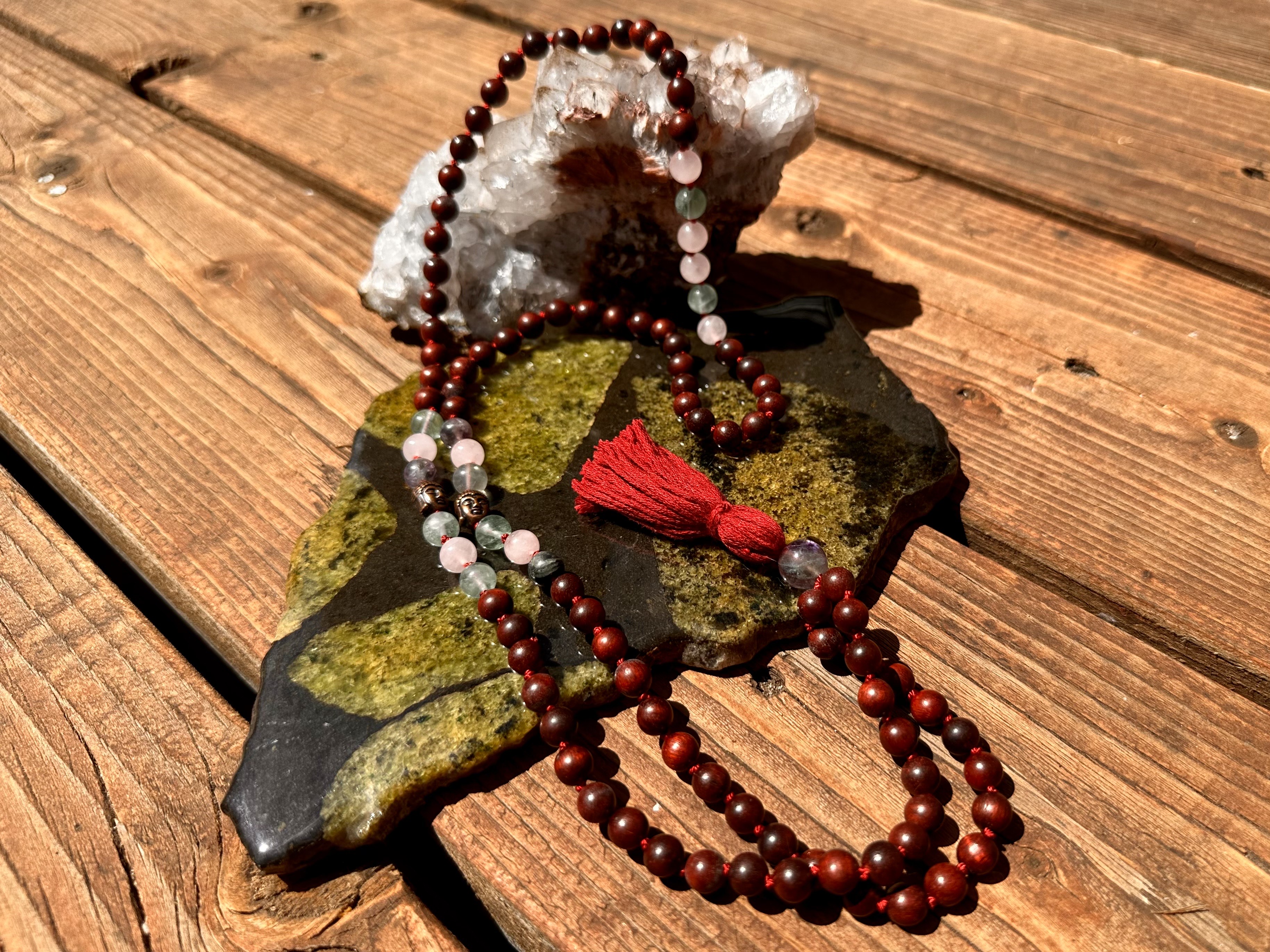 Fluorite & Rose Quartz Mala