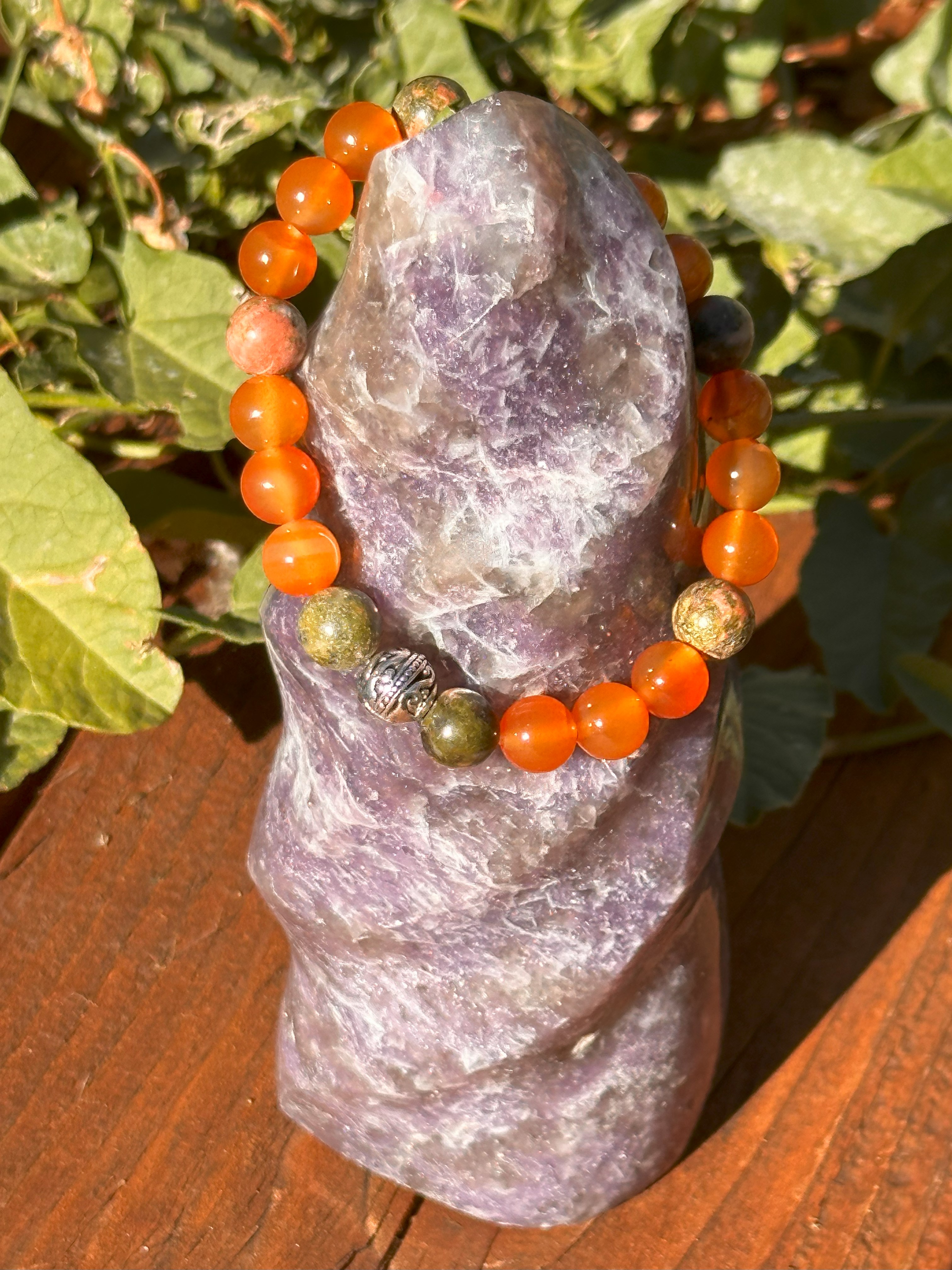 Archangel Uriel Unakite & Carnelian Bracelet