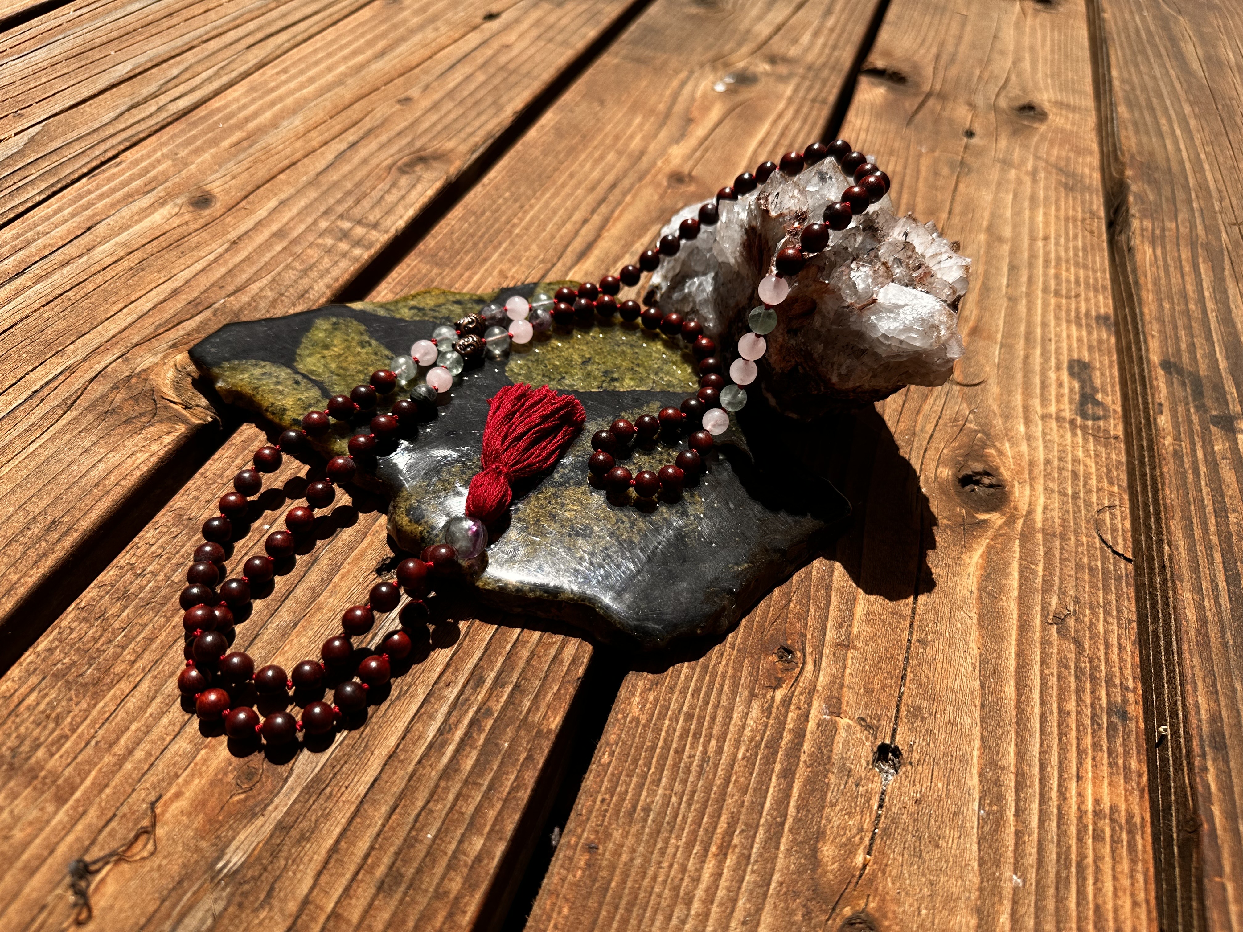 Fluorite & Rose Quartz Mala