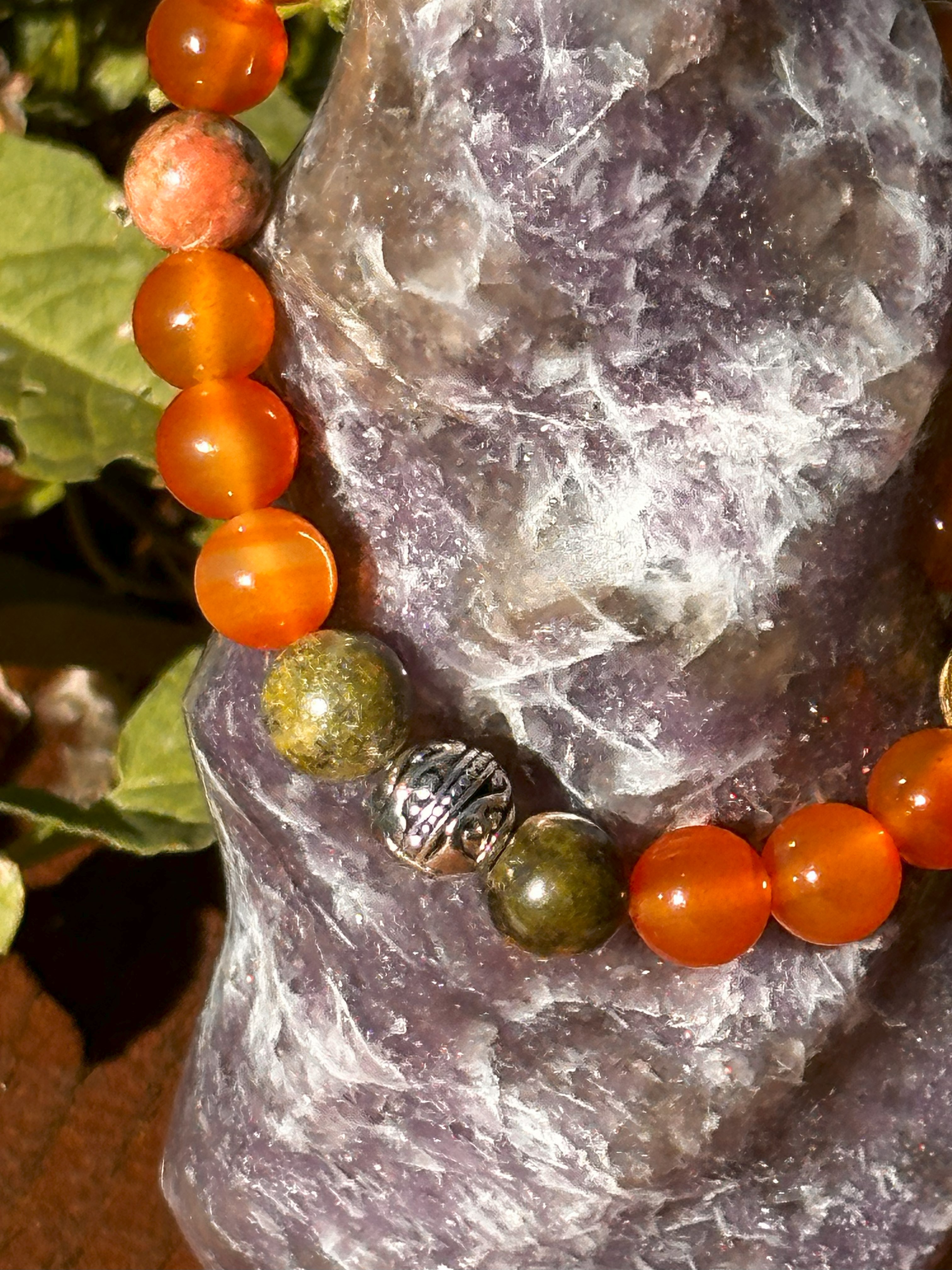 Archangel Uriel Unakite & Carnelian Bracelet