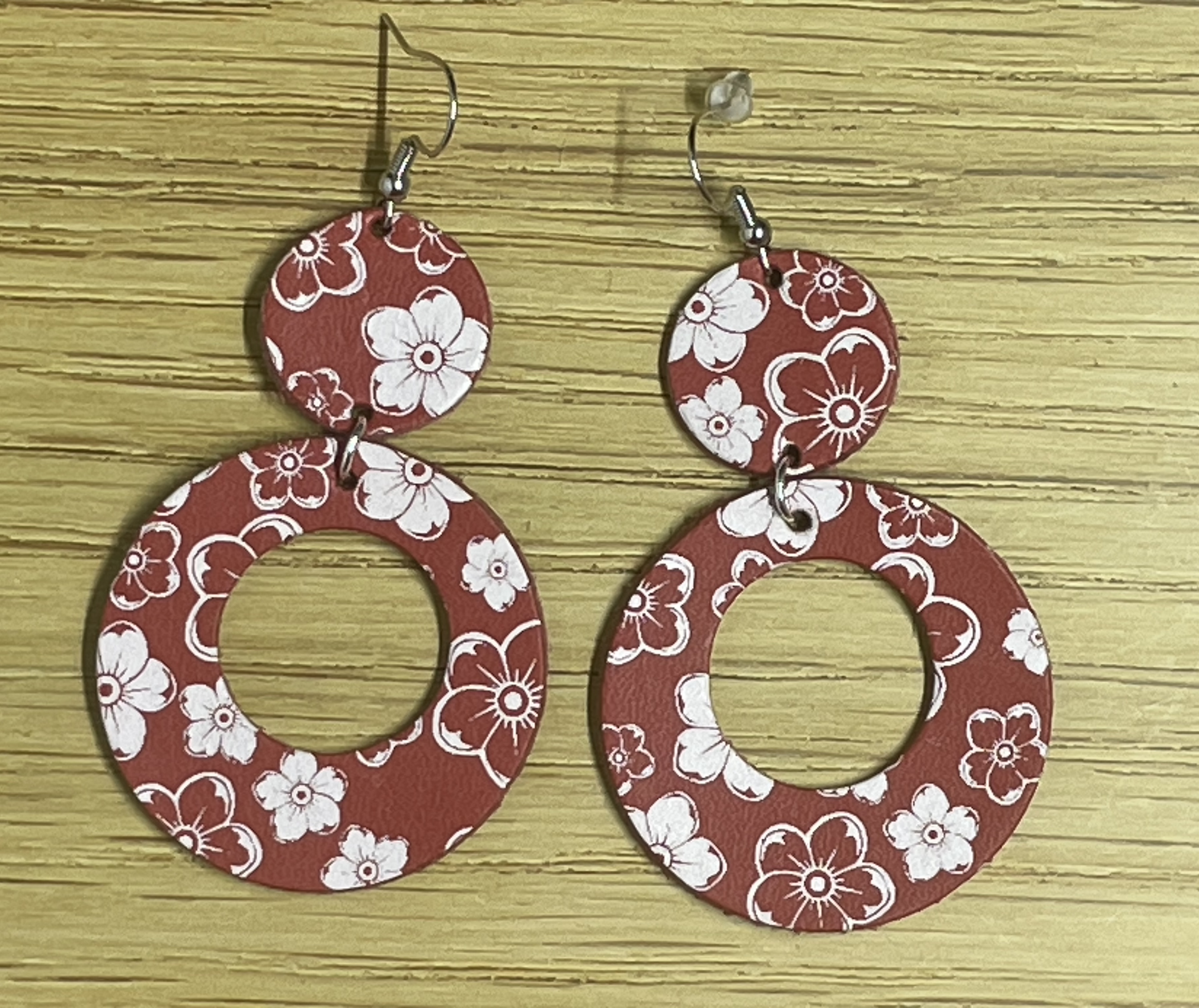 Red Sakura flower earrings