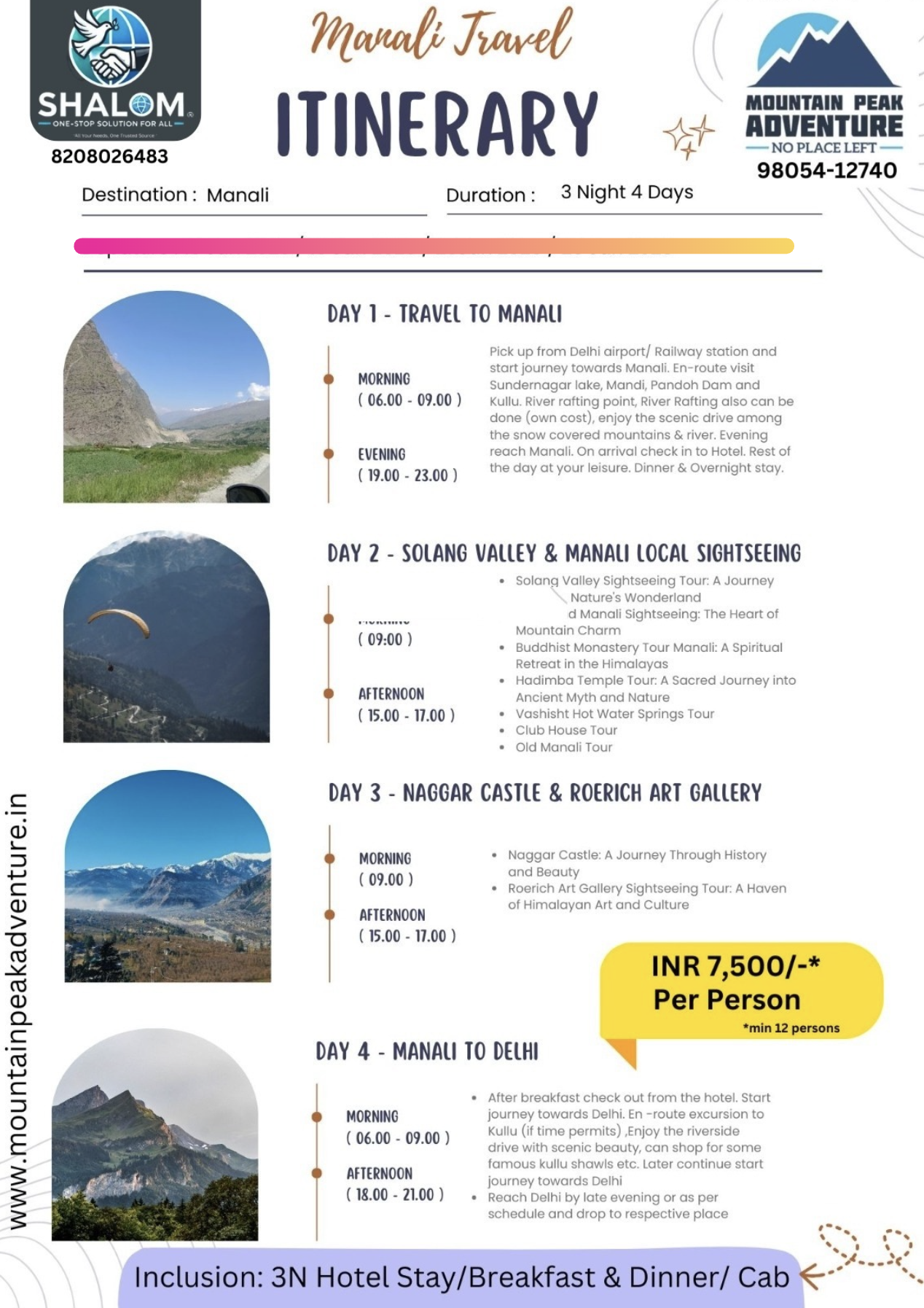 Manali 3N/4D Adventure Tour Package