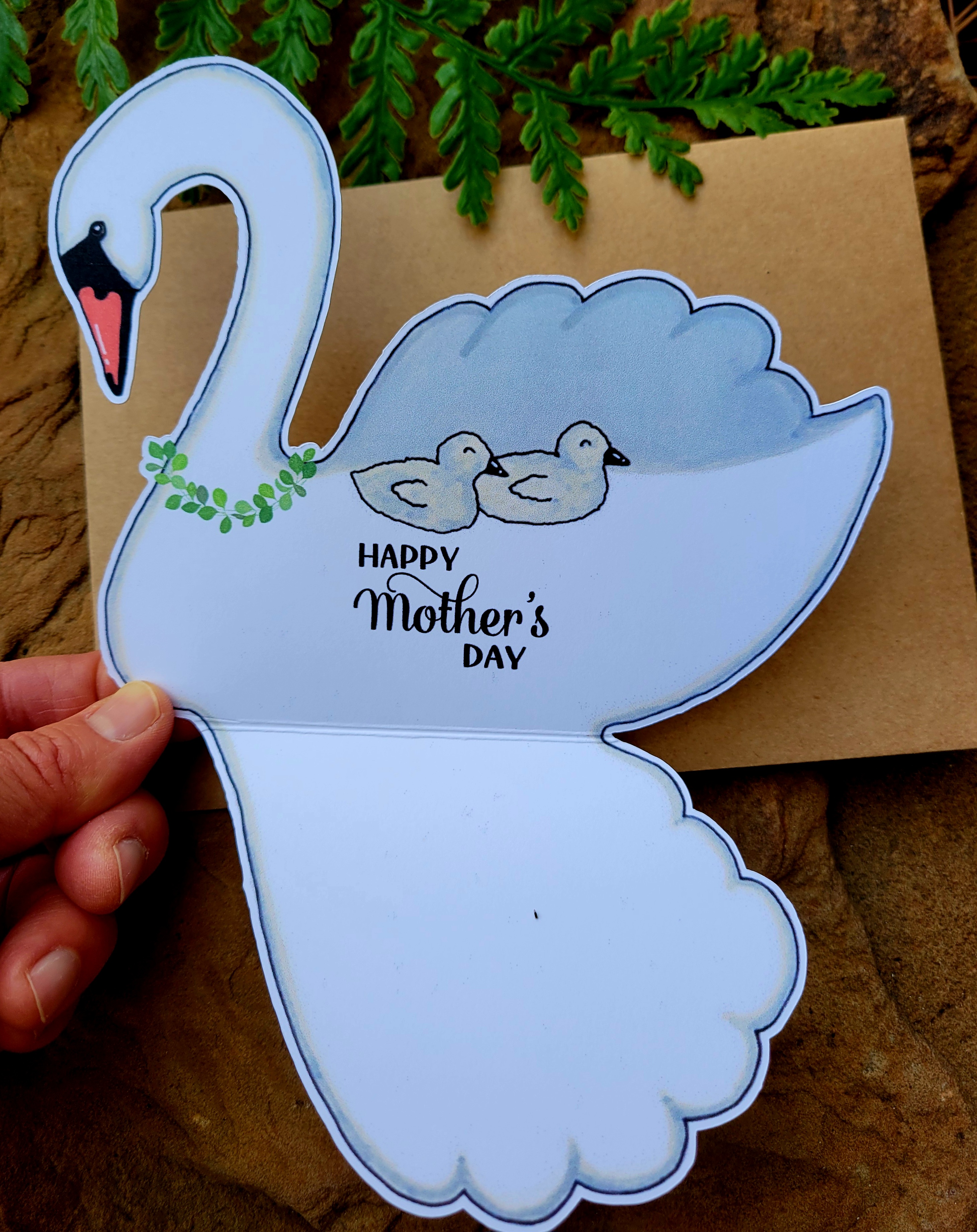Swan with Cygnets Happy Mother's Day Greeting Card