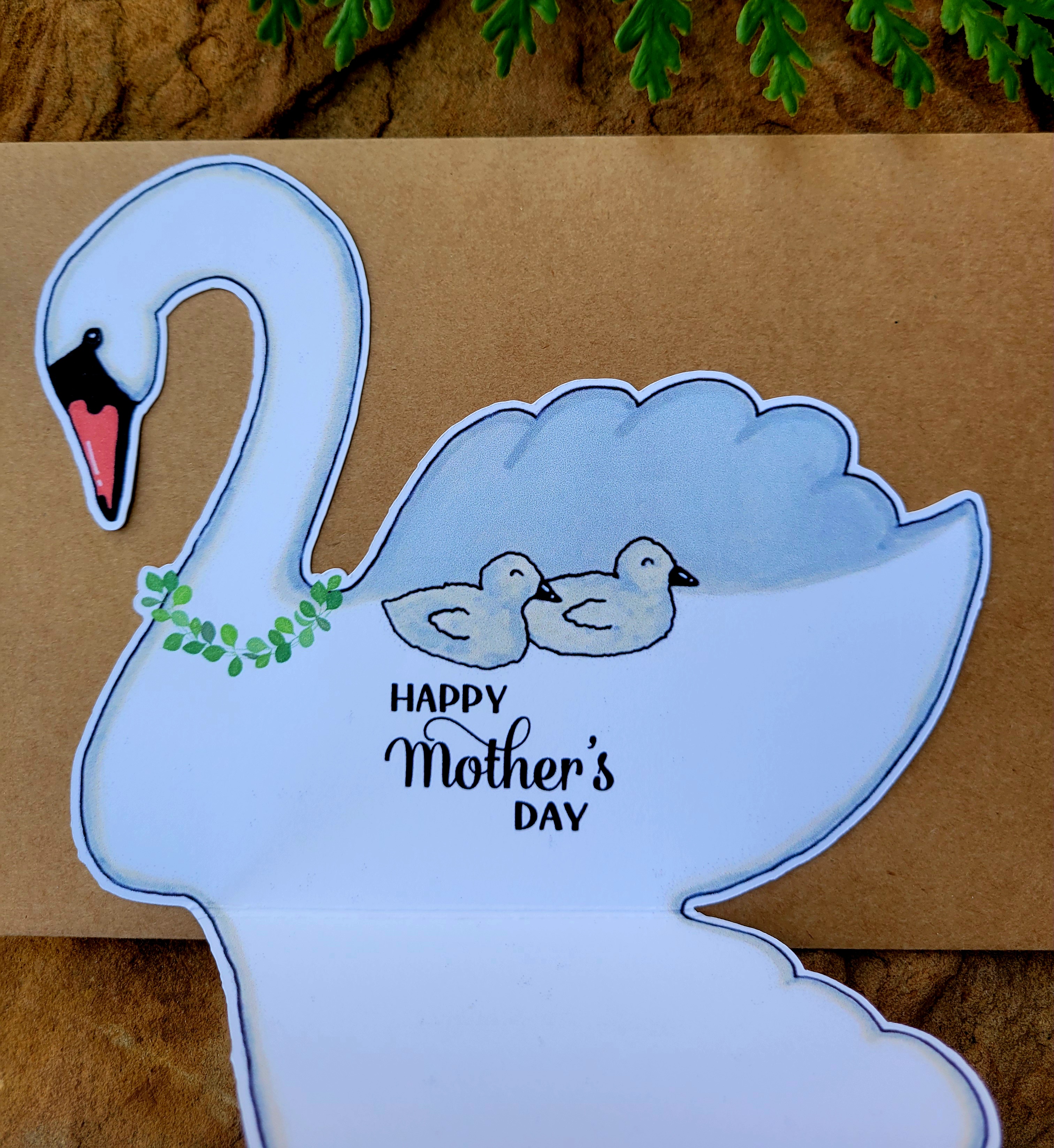 Swan with Cygnets Happy Mother's Day Greeting Card