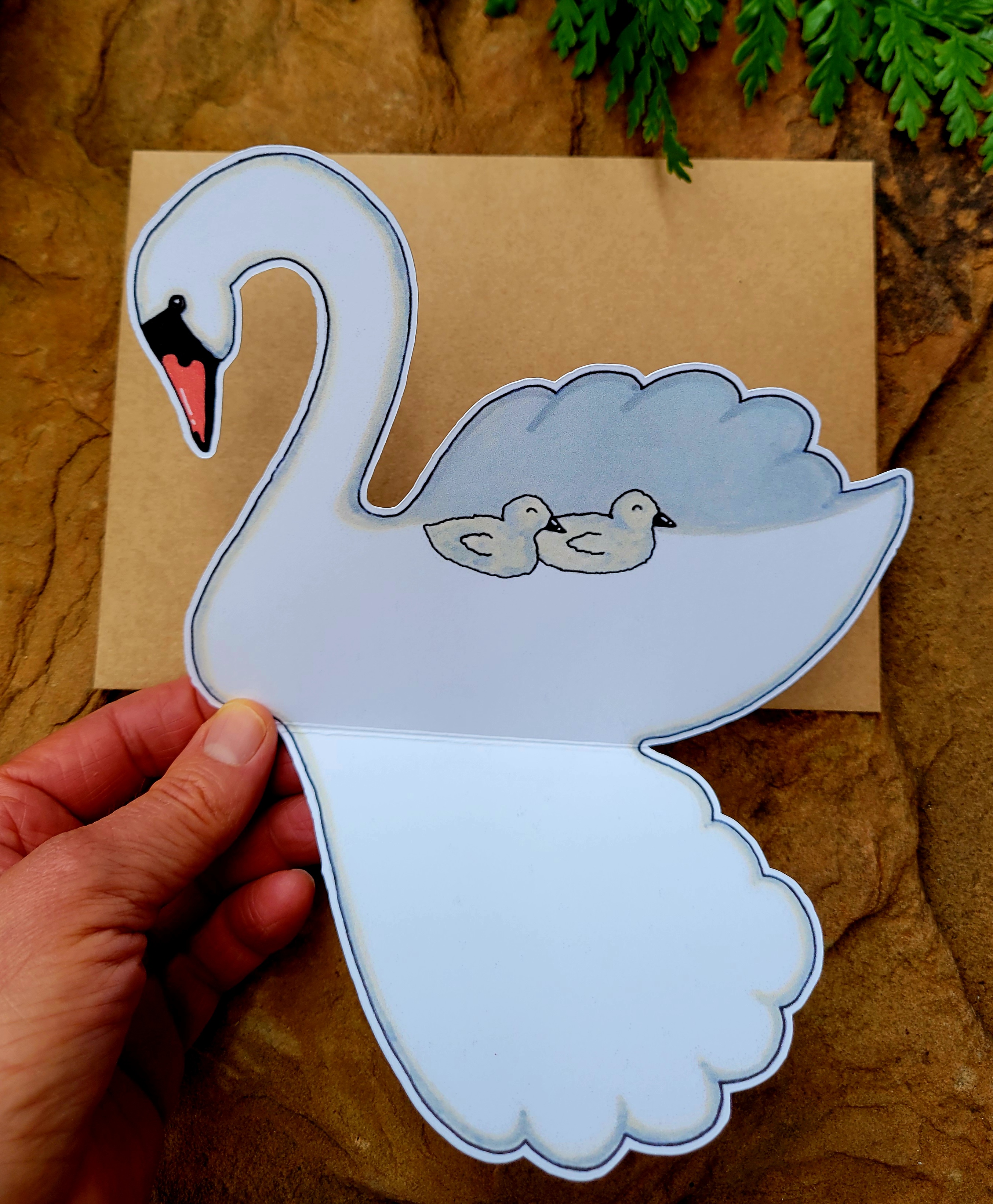 Swan with Cygnets Greeting Card