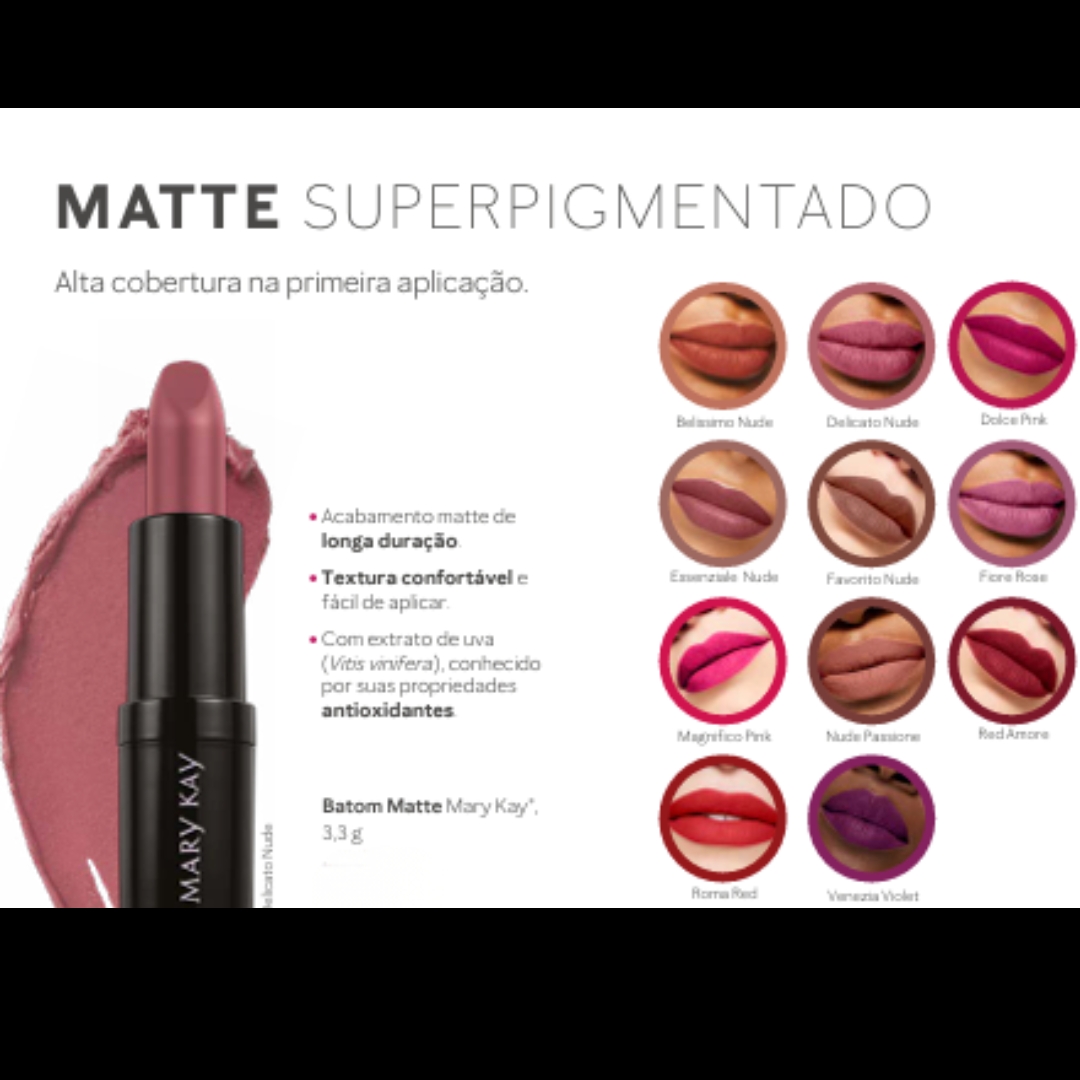 Batom Matte Superpigmentado Mary Kay - Catálogo de Dezembro 2025 - Pedidos Somente Via Whatsapp