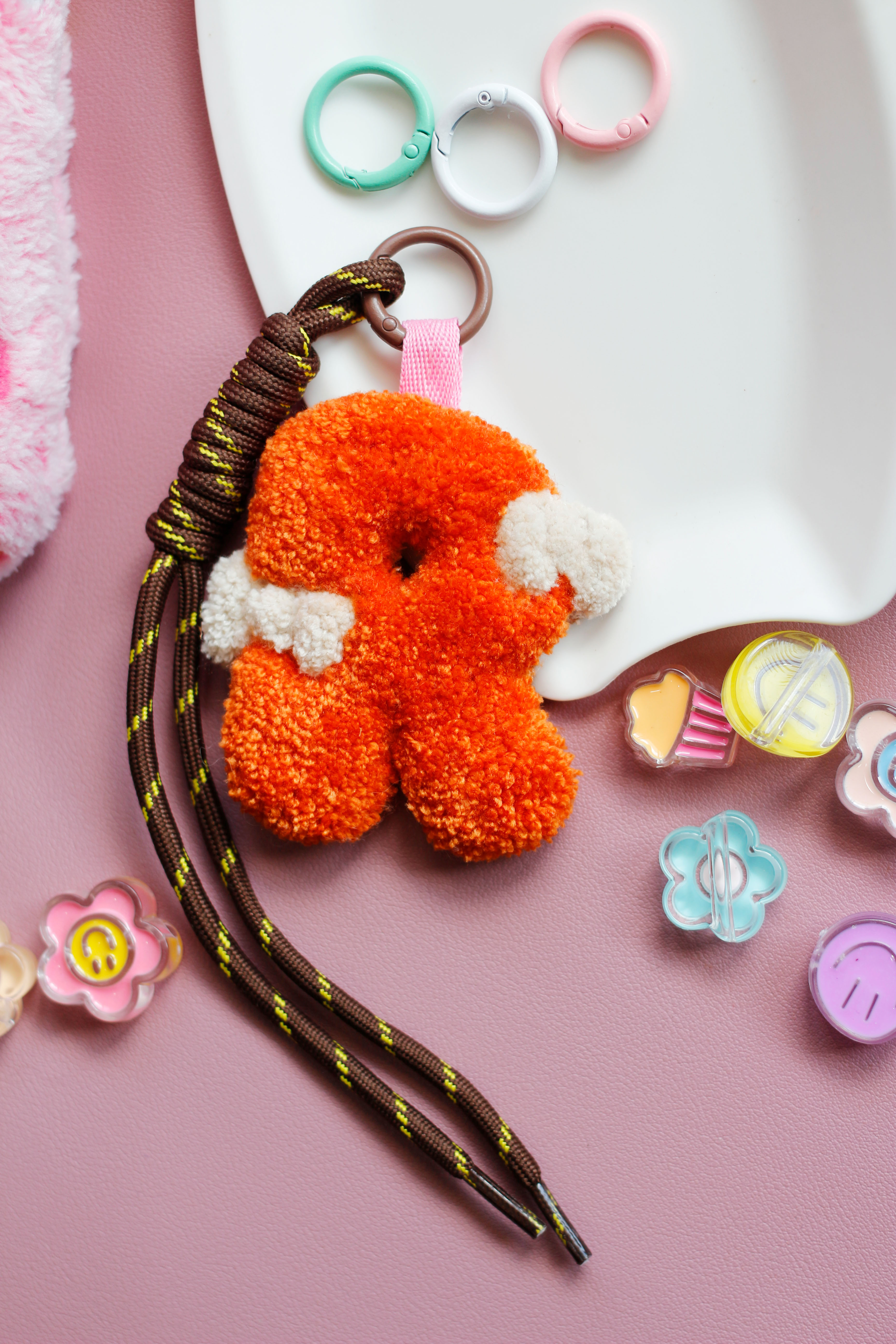 Plush Letter R Keychain