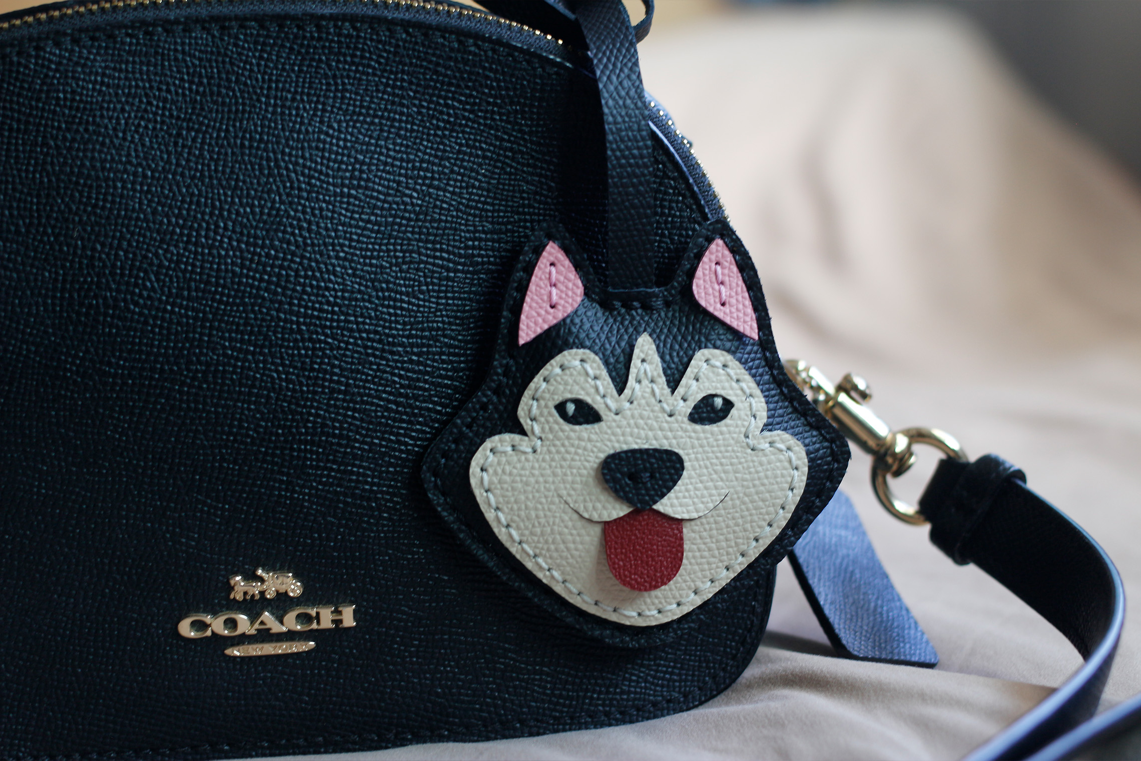 Husky Dog Leather Bag Tag, Husky Dog Leather Bag Charms, Keychains