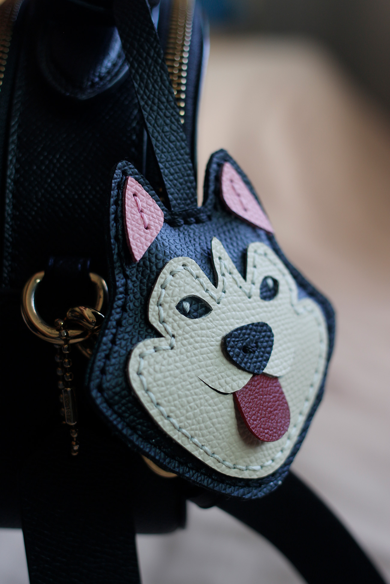 Husky Dog Leather Bag Tag, Husky Dog Leather Bag Charms, Keychains