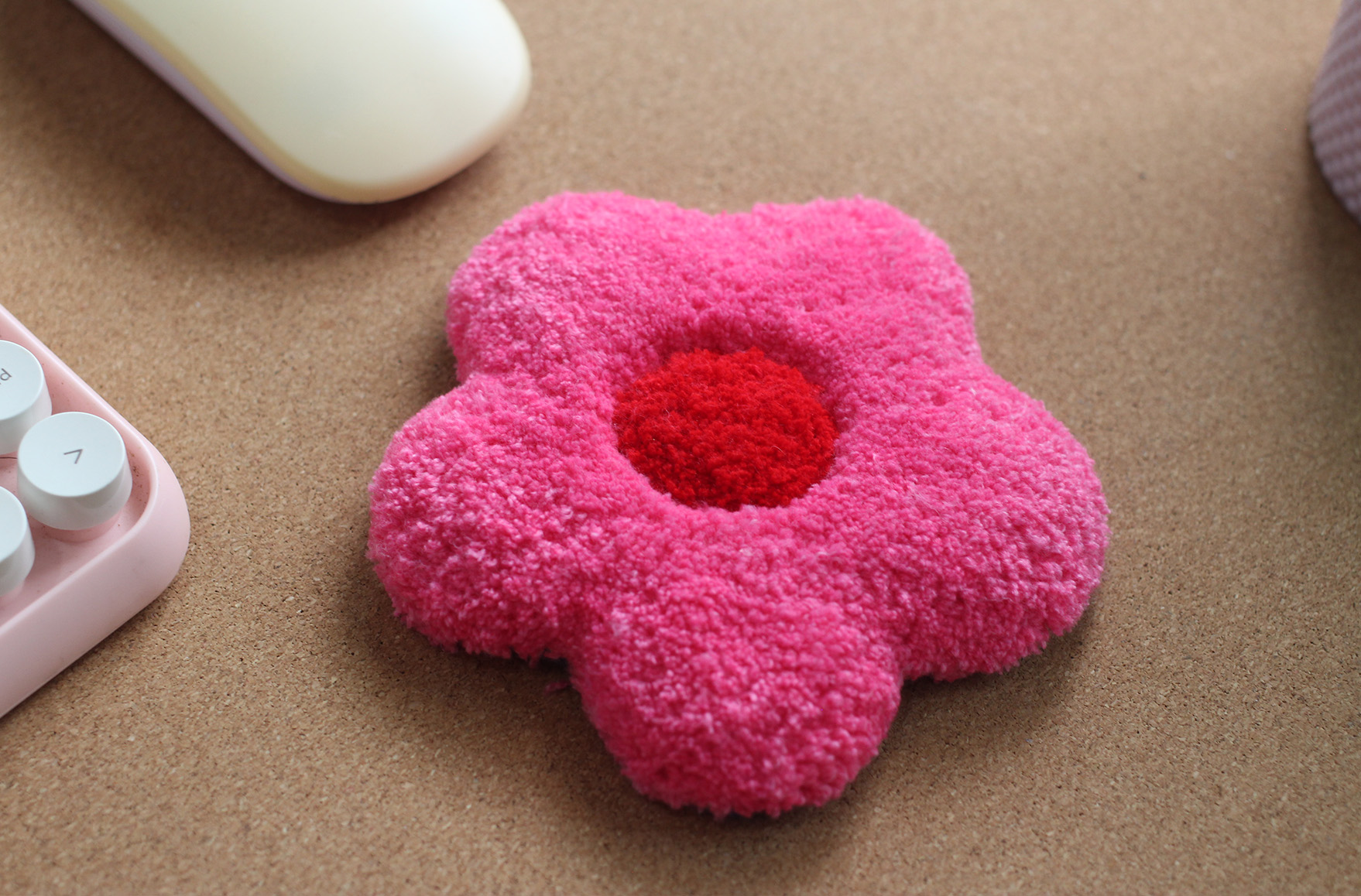 Pink Plush Flower Coaster