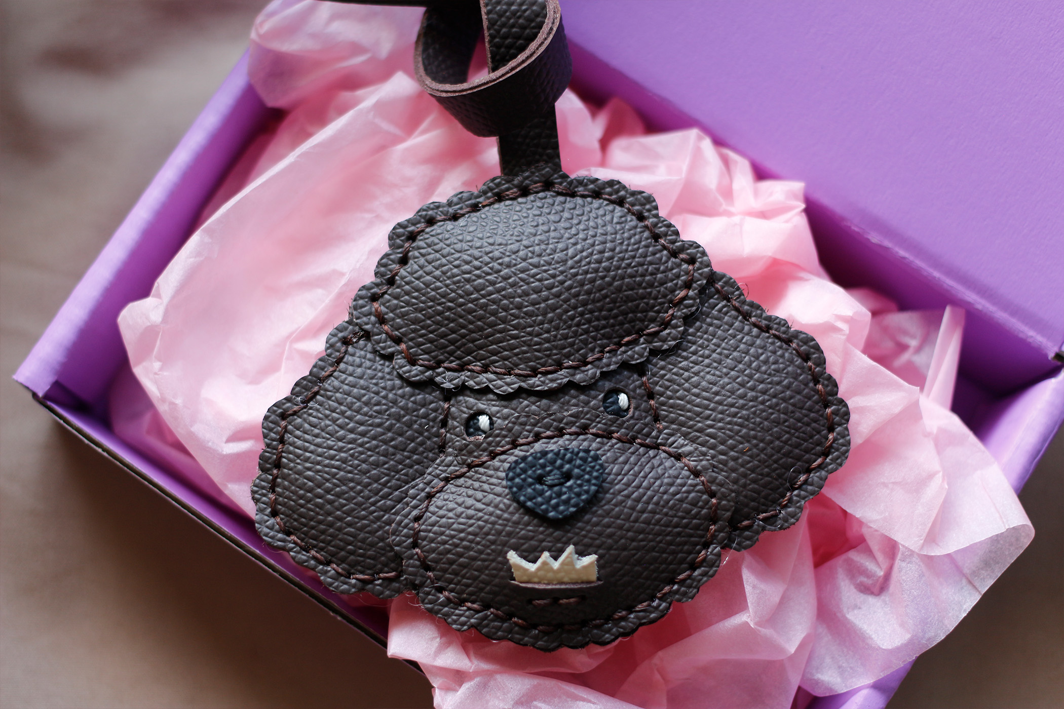 Leather poodle Bag Charms, Keychains