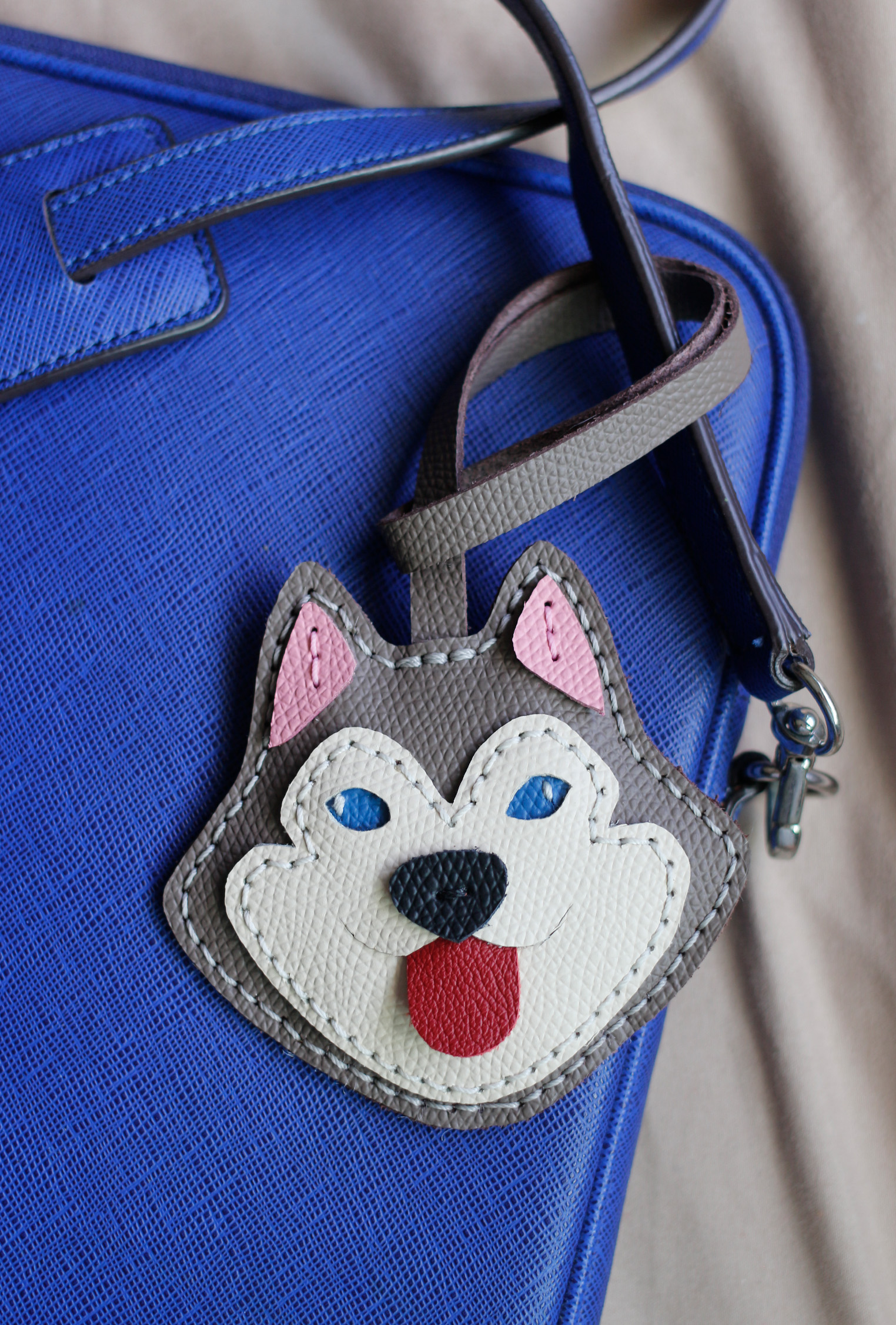 Husky Dog Leather Bag Tag