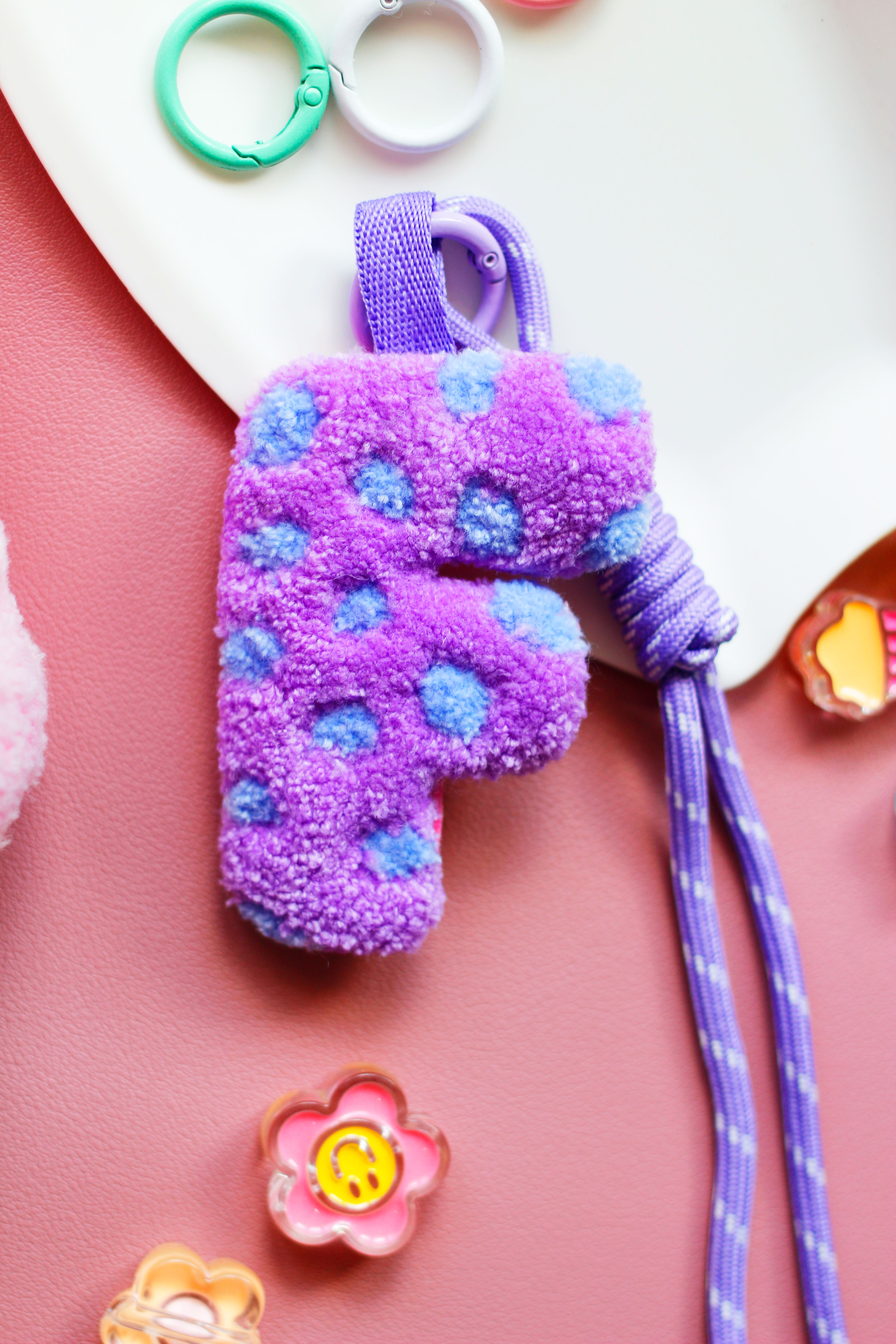 Plush Letter F Keychain