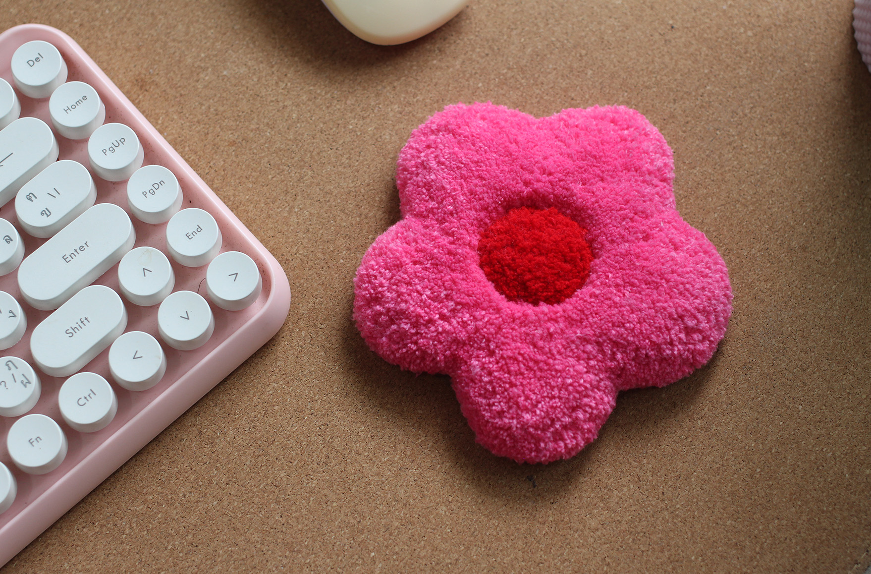 Pink Plush Flower Coaster