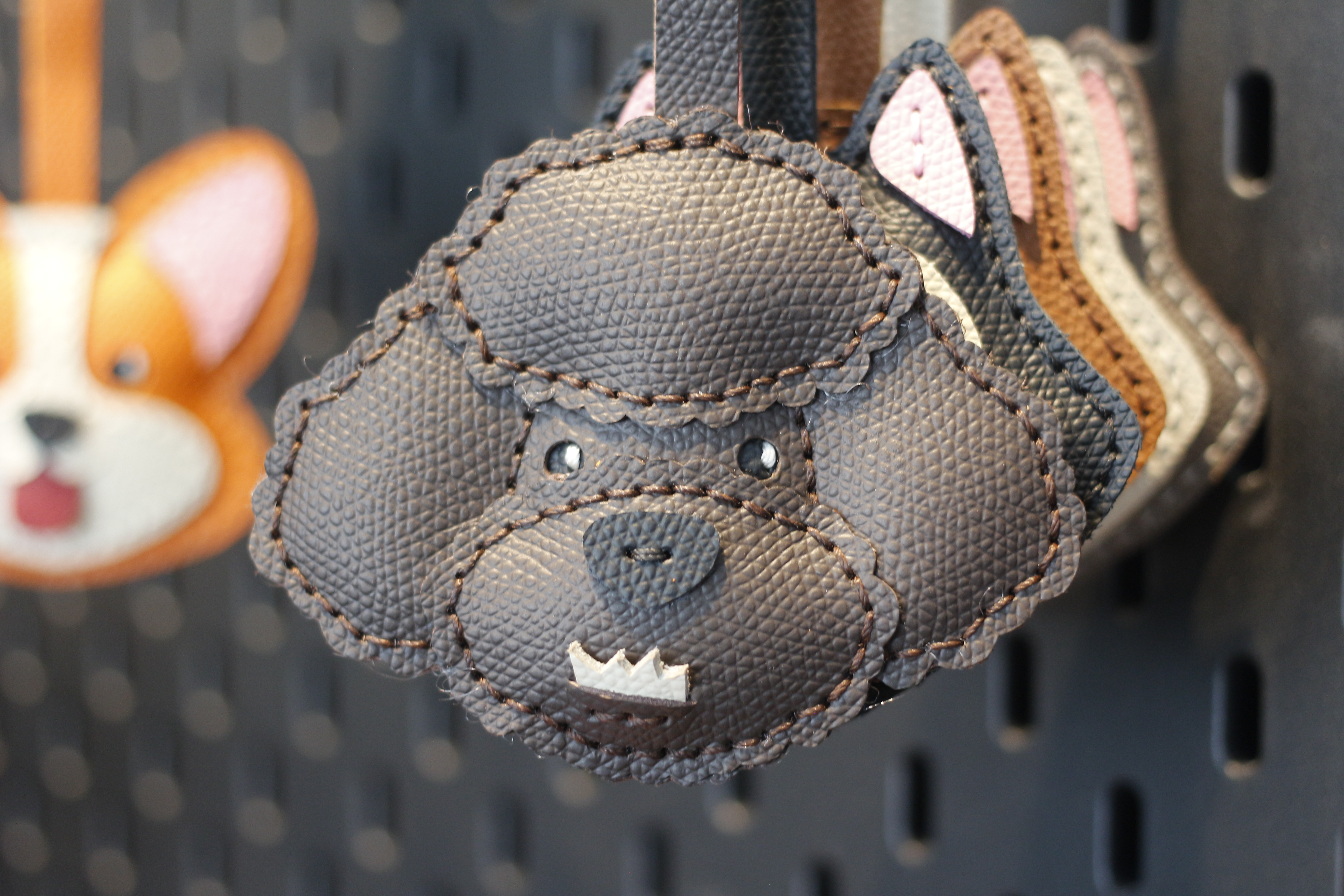 Leather poodle Bag Charms, Keychains