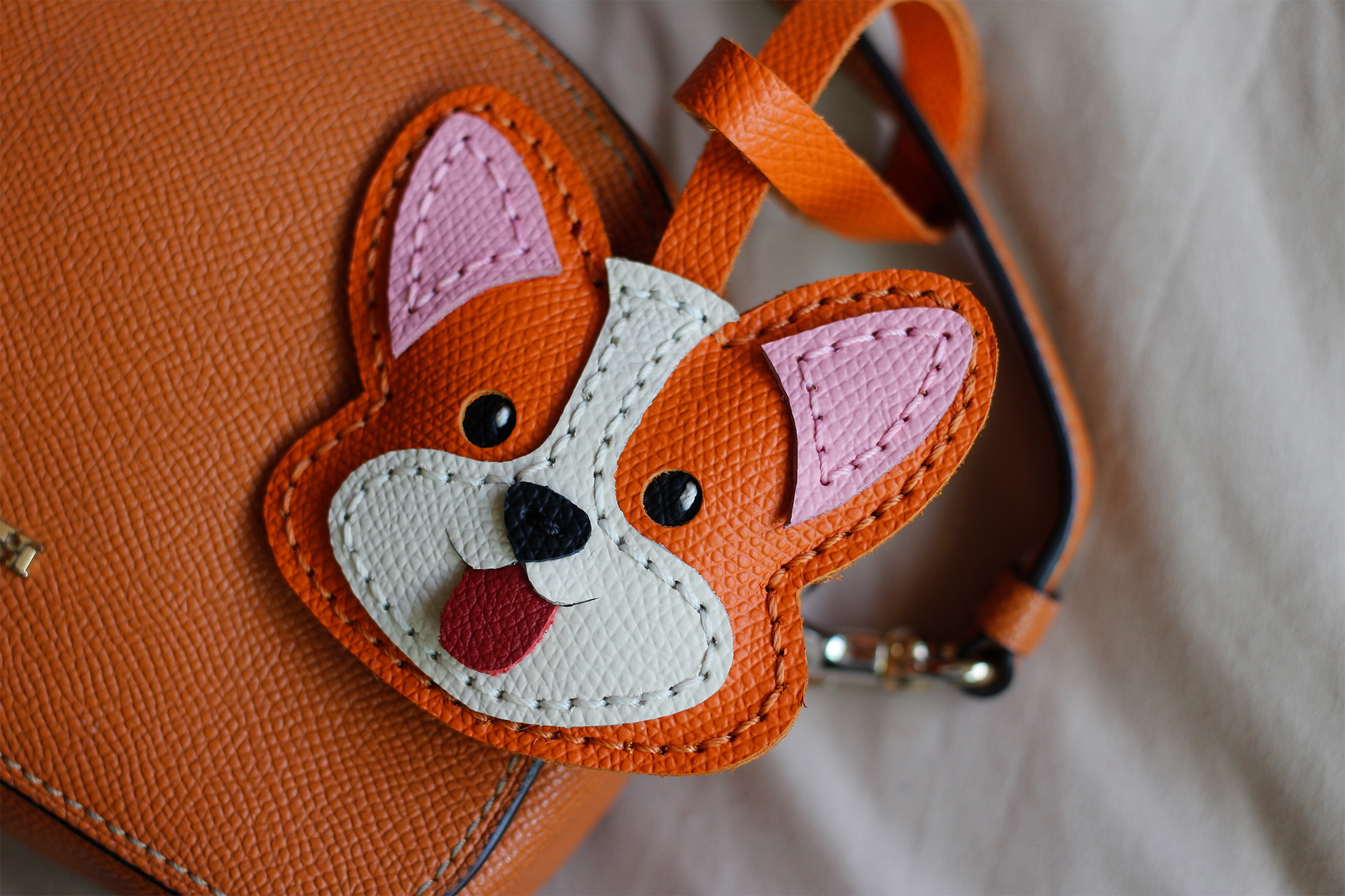 Corgi Dog Shaped Leather Bag Charm