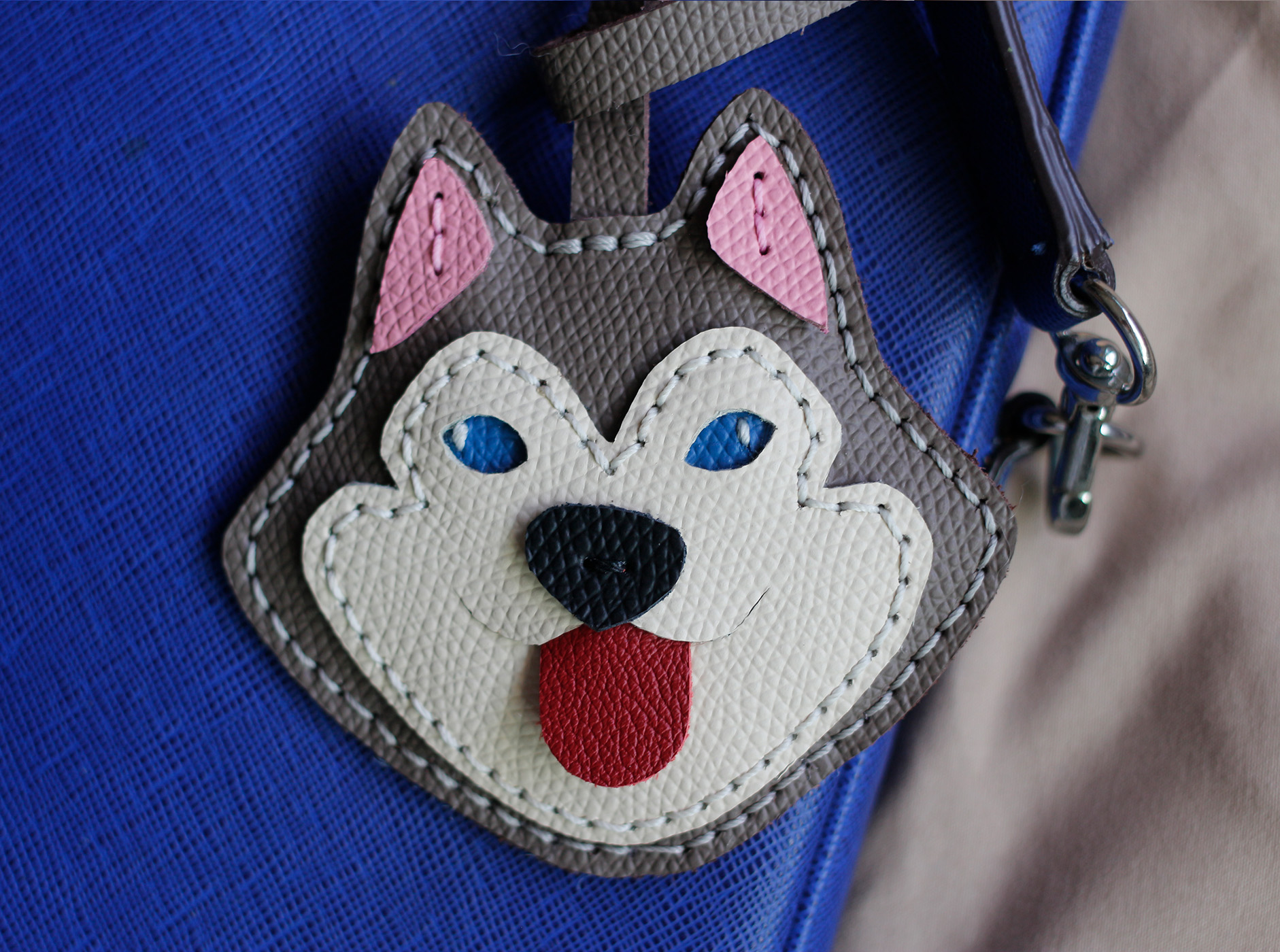 Husky Dog Leather Bag Tag