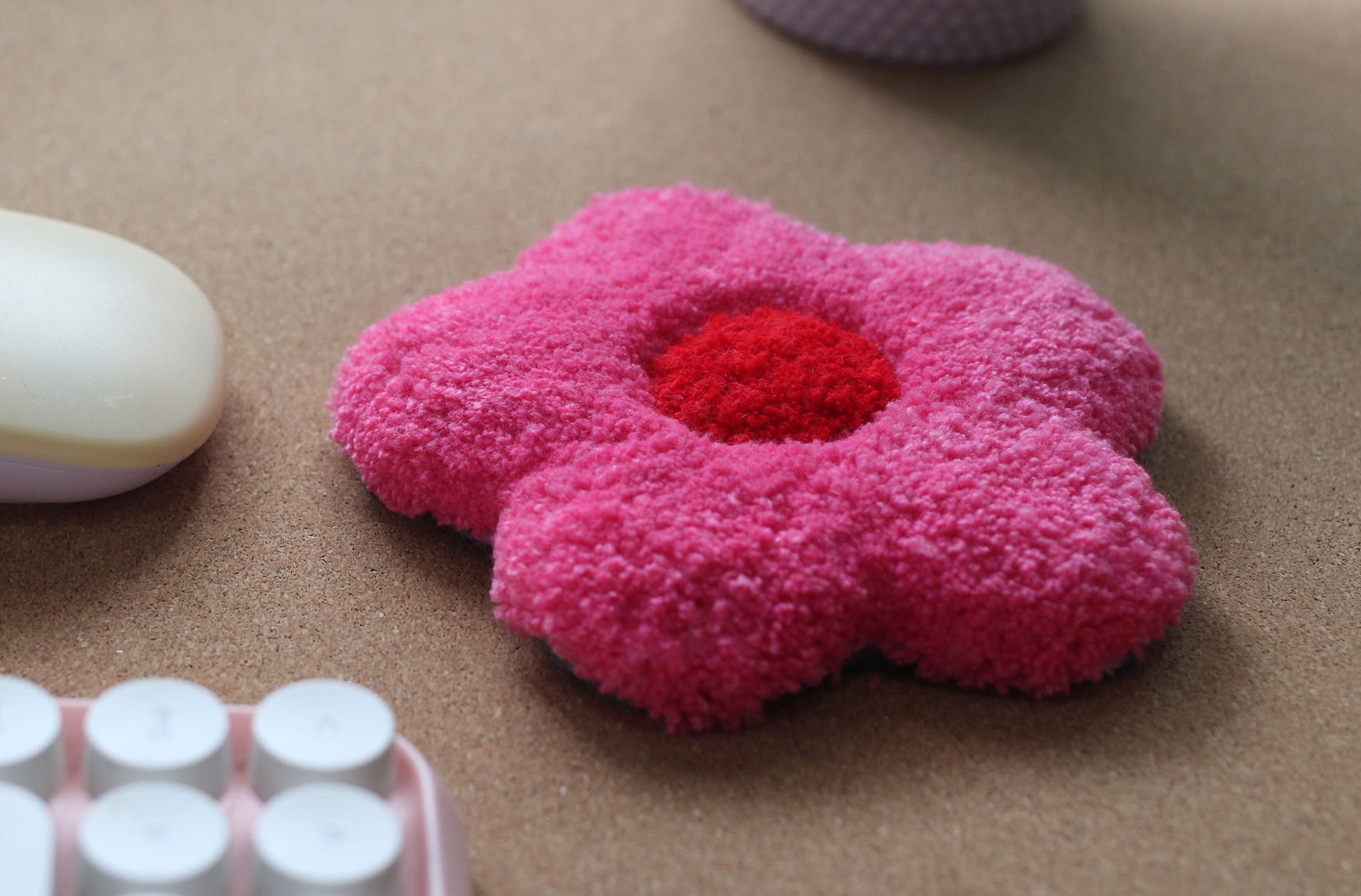 Pink Plush Flower Coaster