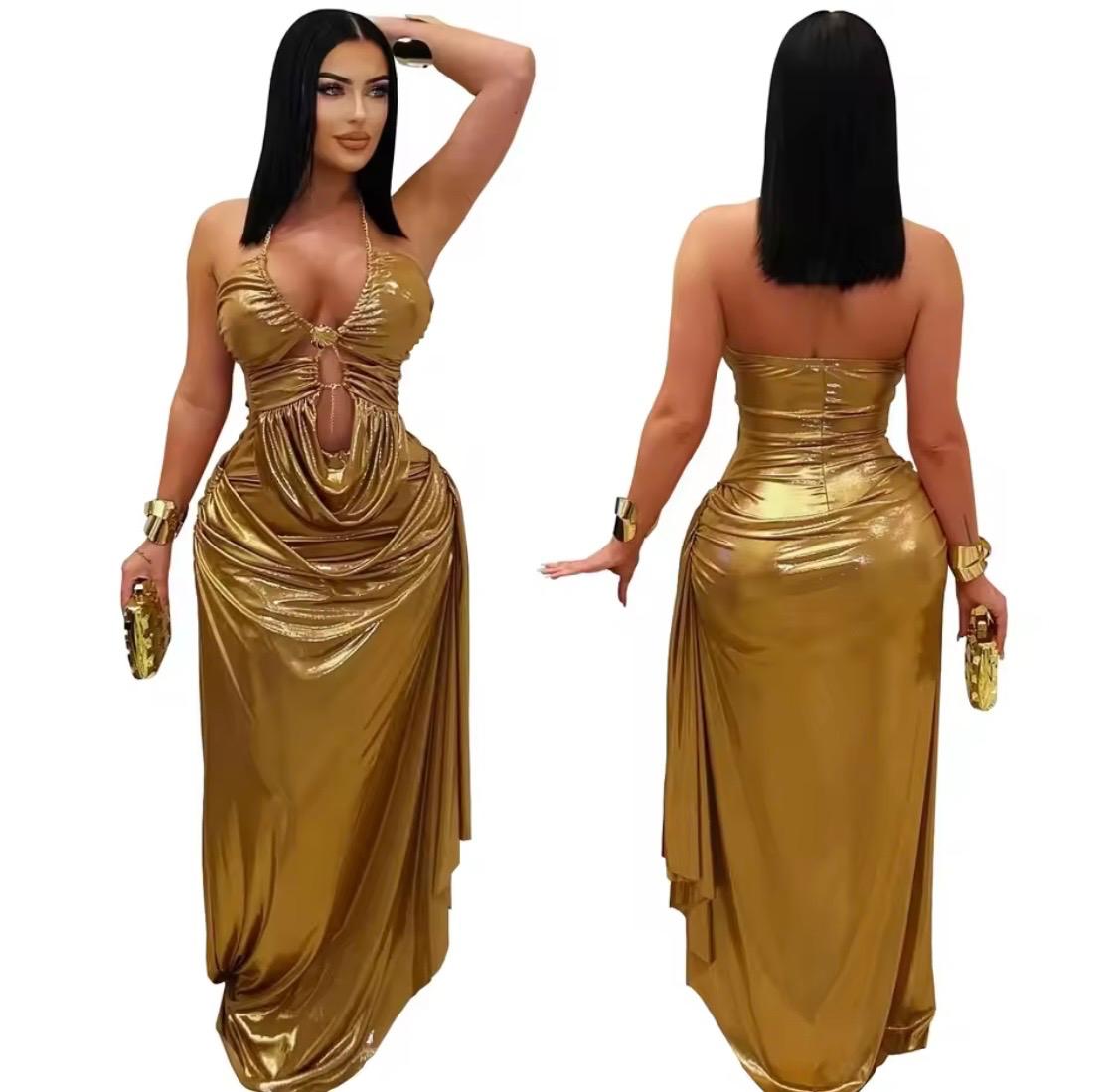 Gold Metallic Evening Dress