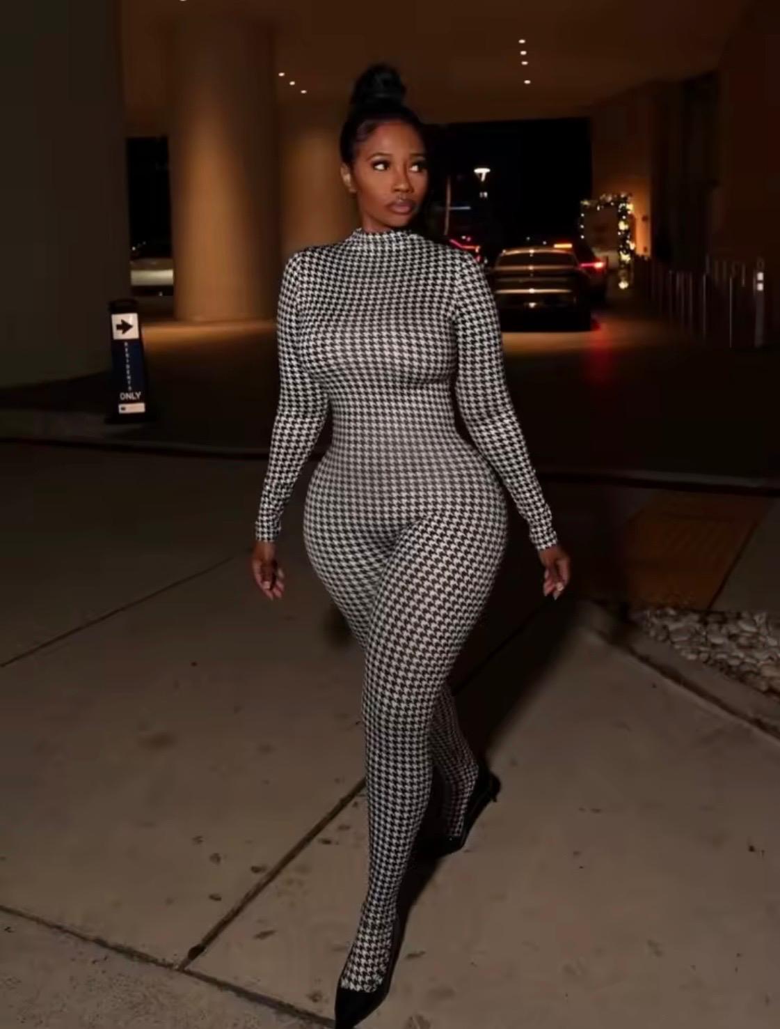 Houndstooth Pattern Bodysuit