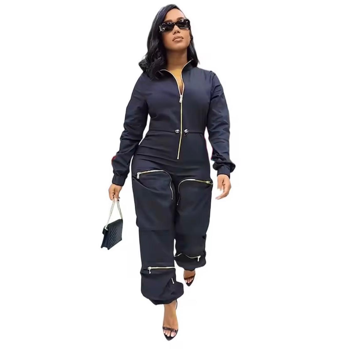 Women's Black Utility Jumpsuit