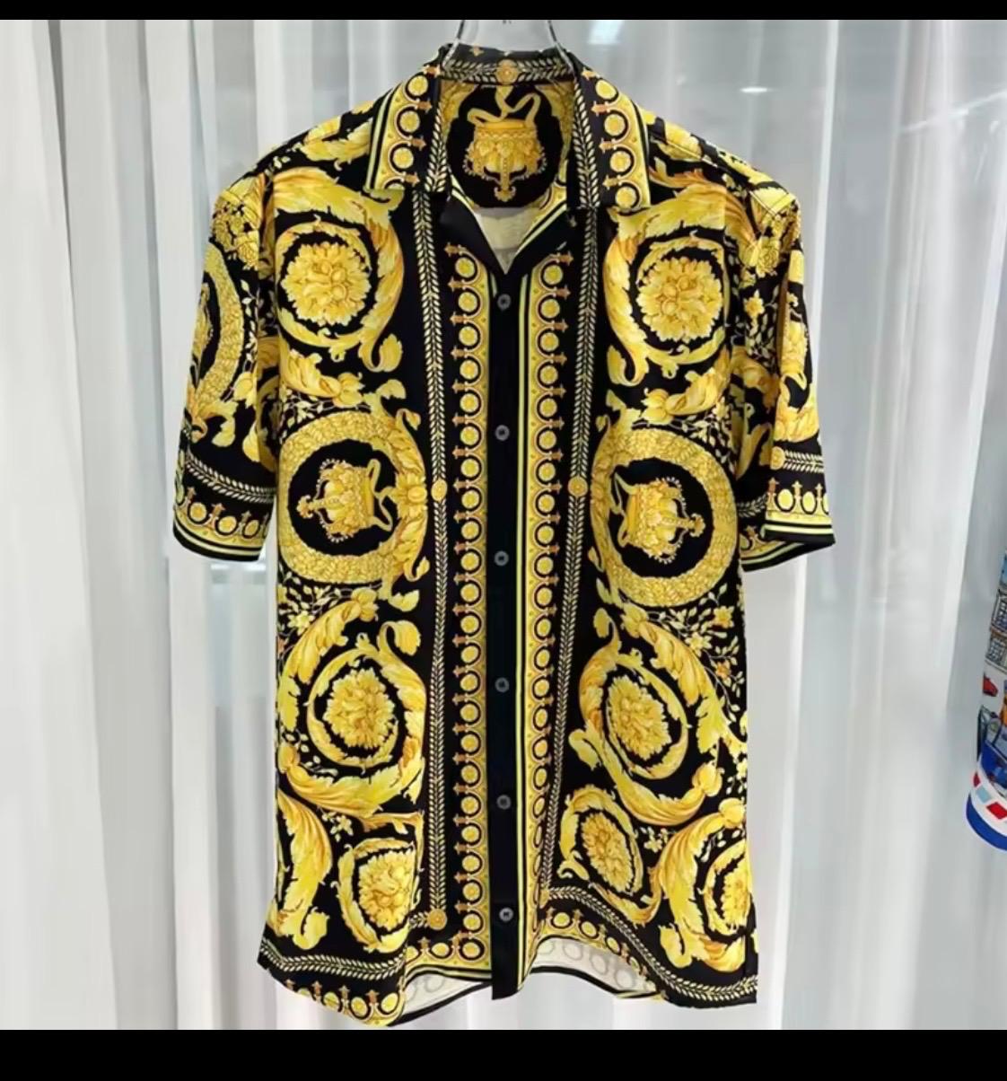 Luxury Baroque Print Shirt and Shorts Set