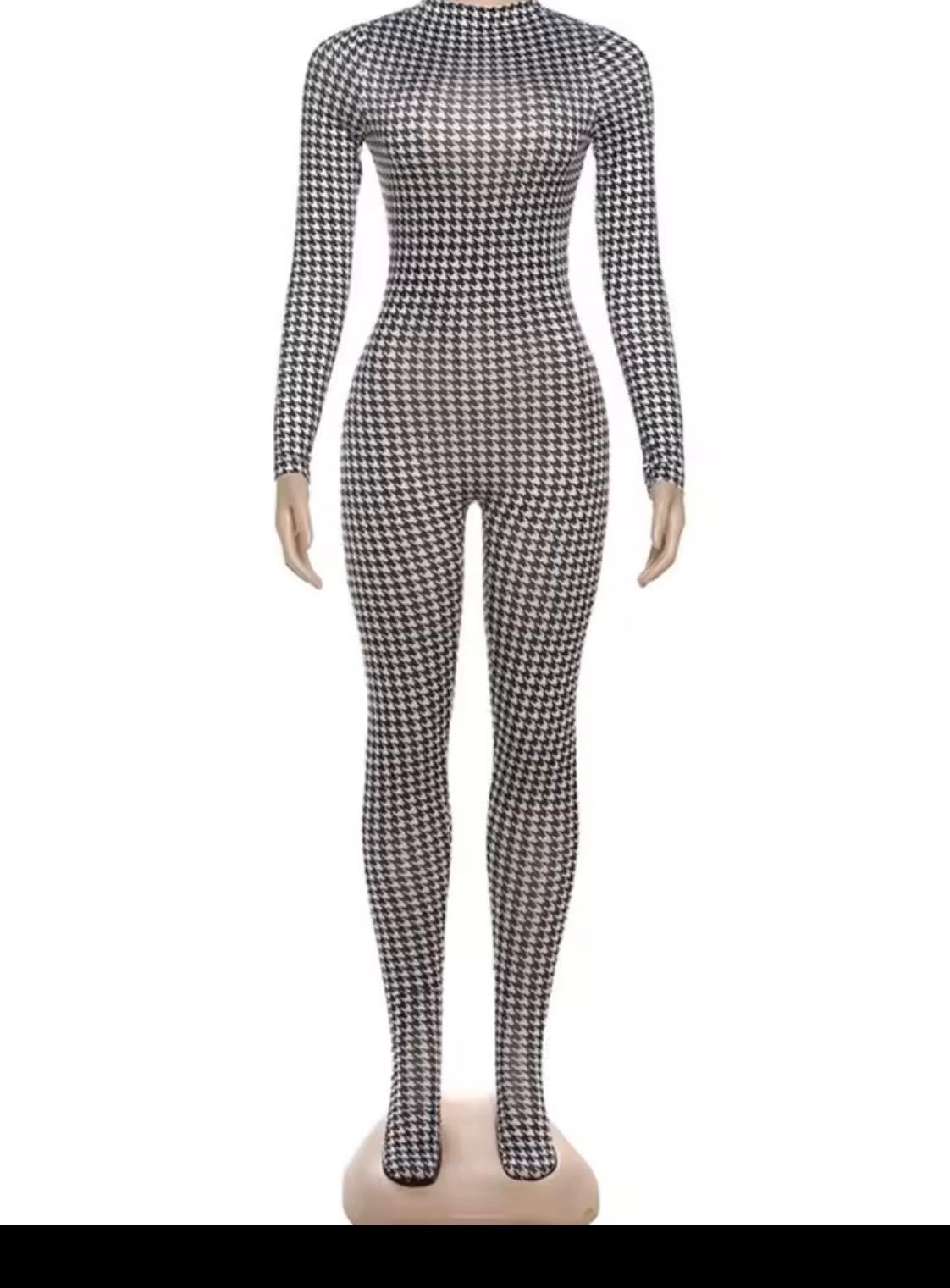 Houndstooth Pattern Bodysuit
