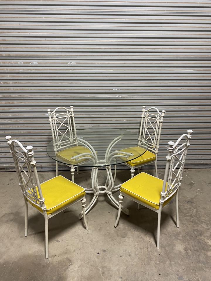 Steel & Glass Table W/ Chairs