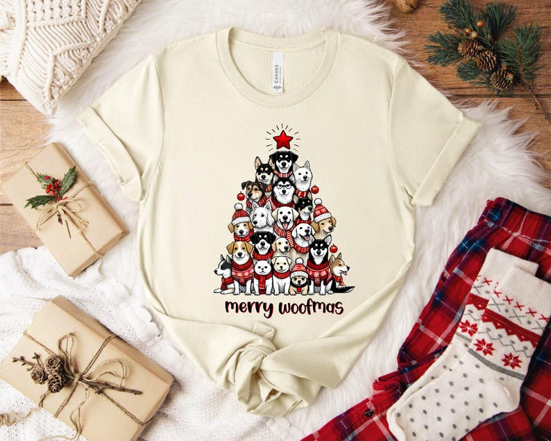 Merry Woofmas Christmas T-Shirt: Dog Lover Holiday Tee