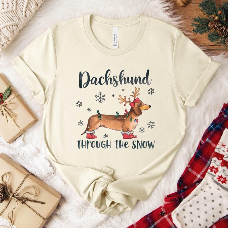 Dachshund Christmas Shirt: "Dachshund Through The Snow" Tee