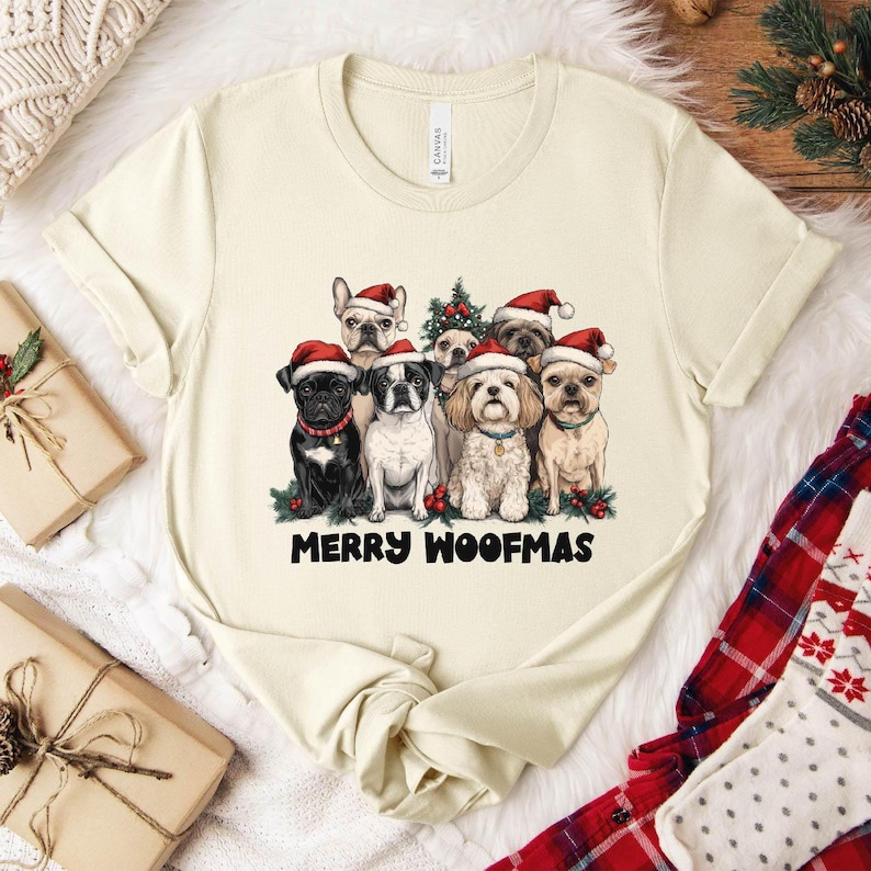 Merry Woofmas Christmas T-Shirt: Festive Dog Lover Holiday Tee