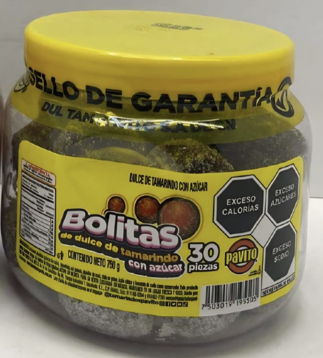 BOLITAS DE DULCE DE TAMARINDO CON AZUCAR. MARCA PAVITO. 30 PIEZAS