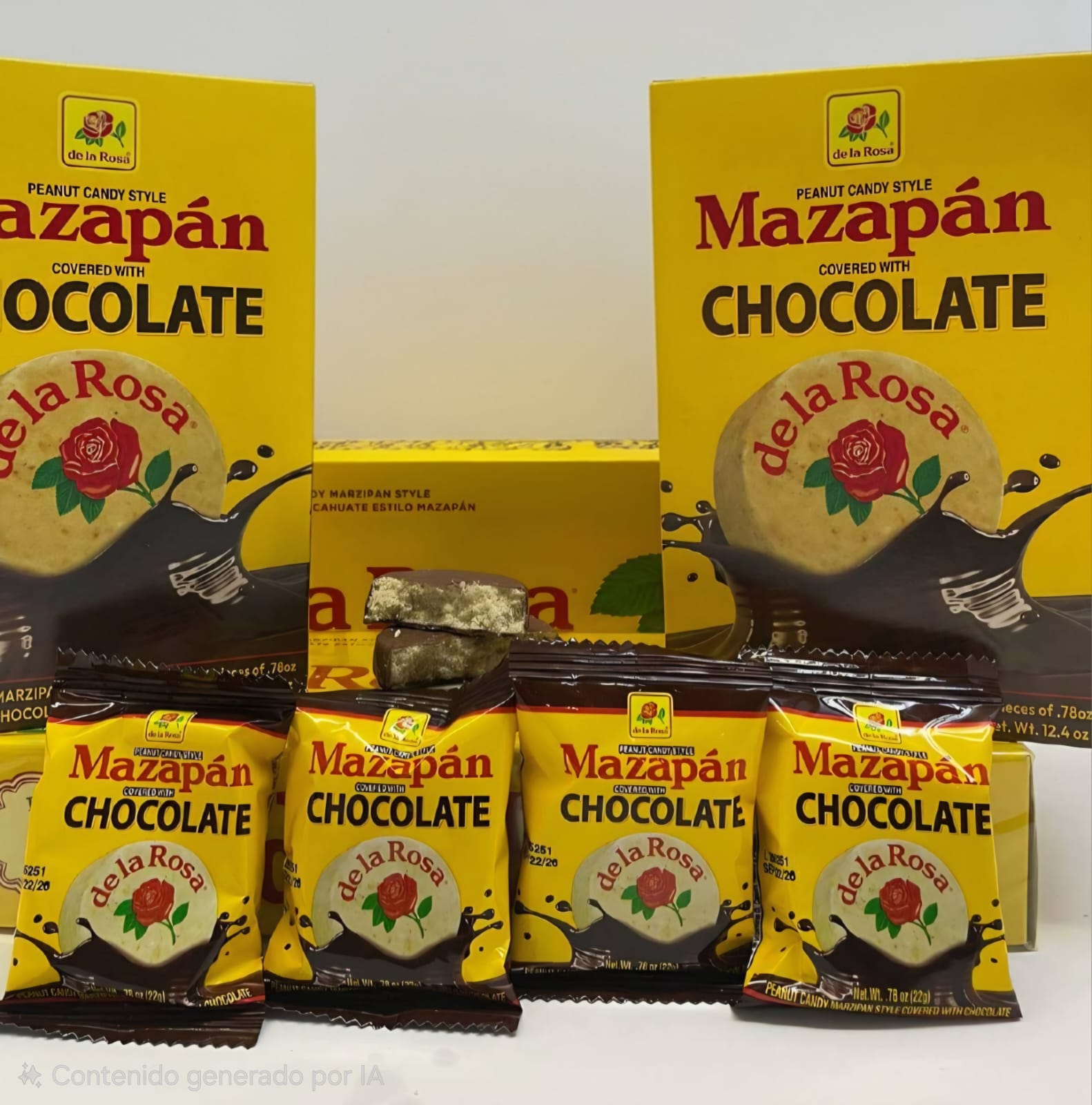 MAZAPAN DE CHOCOLATE. MARCA DE LA ROSA. 16 PIEZAS