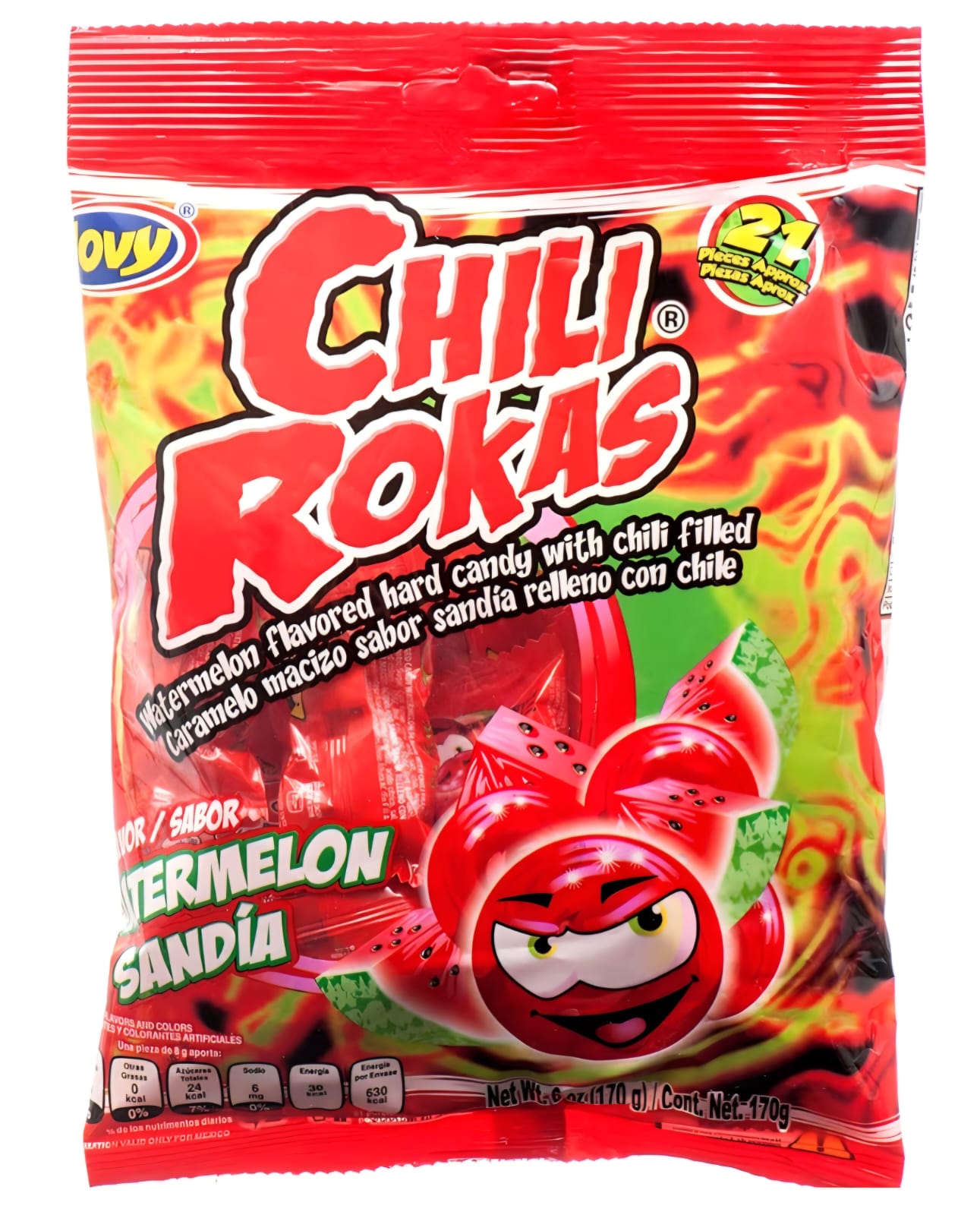 CHILIROKAS.SABOR SANDÍA. 21 PIEZAS