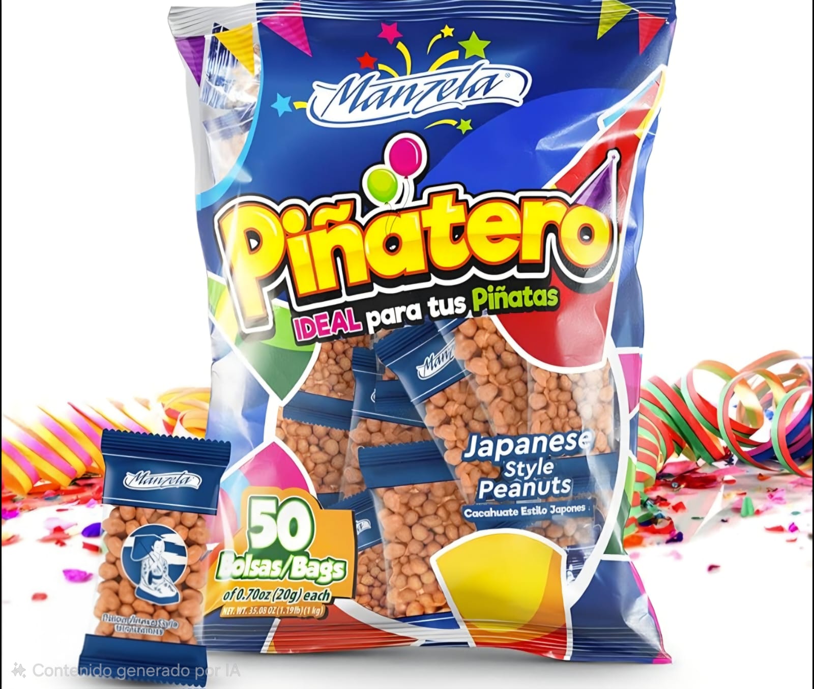 CACAHUATES PIÑATERO. MARCA MANZELA. 50 UNIDADES CON 20 GR C/U