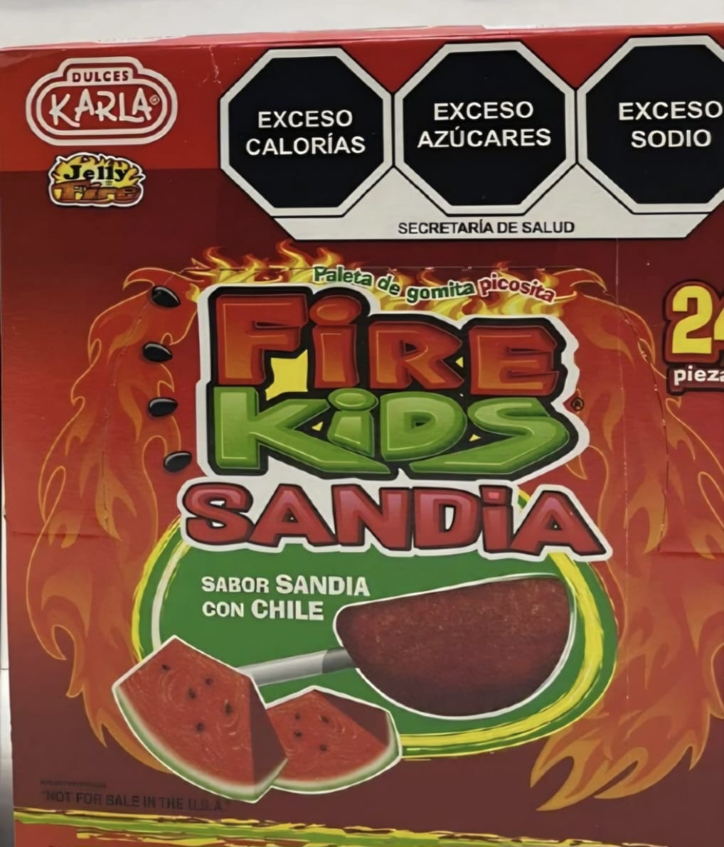 PALETA GOMIKING. GOMITA PICOSITA SABOR SANDÍA. MARCA KARLA. 24 PIEZAS