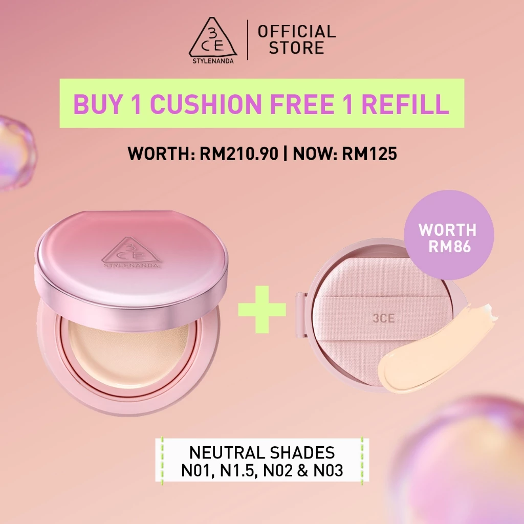 3CE Fitting Mesh Cover Cushion Foundation + Refill