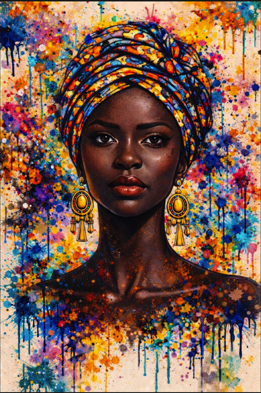 Vivid Afrocentric Portrait Digital Art