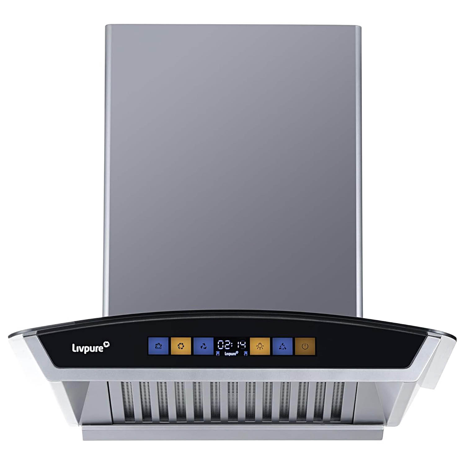 Livpure Flint-Arc-BLDC-60 Autoclean Curved Glass 60 Cm |Heat Autoclean |Digital Touch + Motion Sensor Dual Filter Chimney | Powerful Suction | Wall Mounted Chimney (Black,1750 CMH)