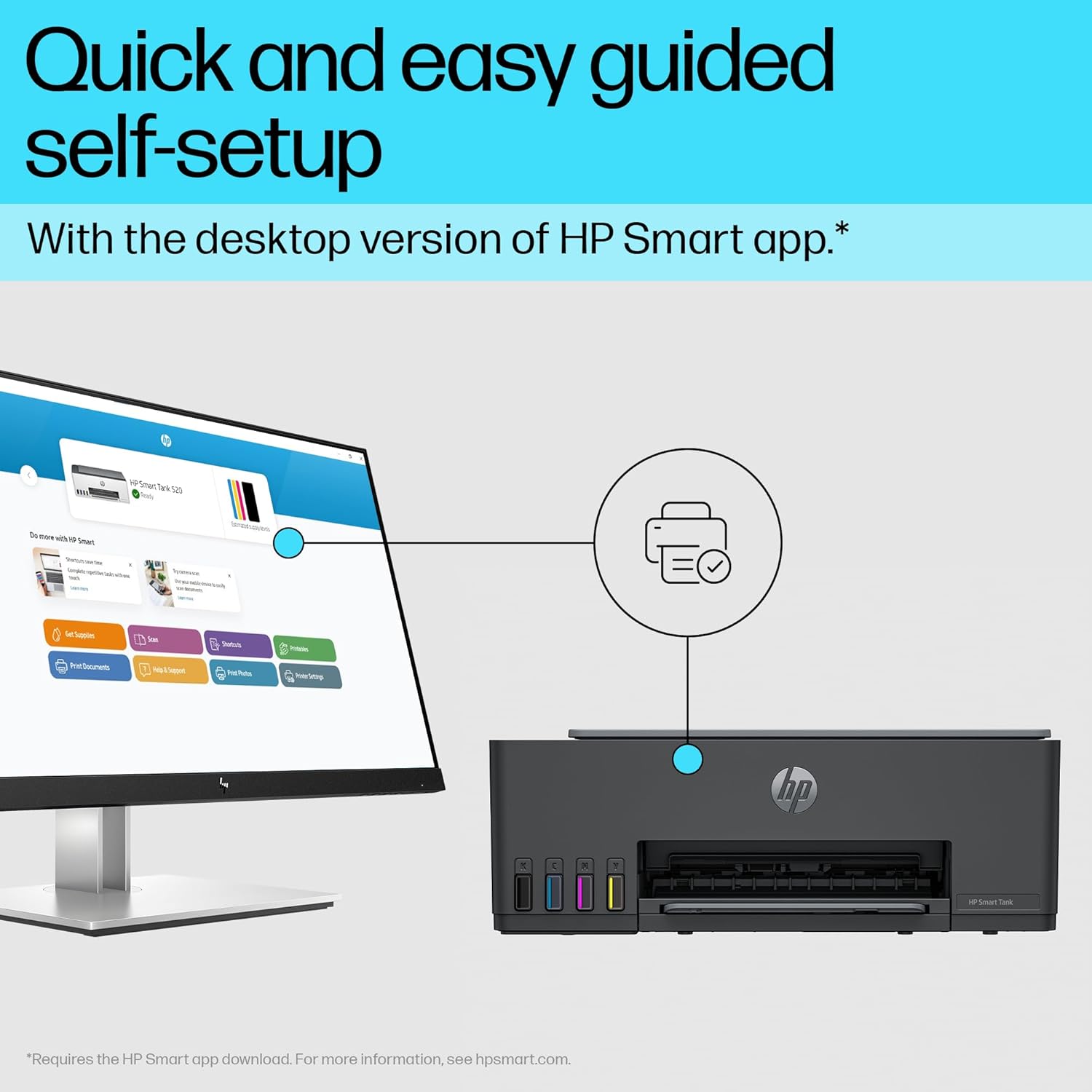 HP Smart Tank 524 All-in-One Colour Printer |1+1 Year Extended Warranty on Registration| Up to 4000 Black & 6000 Colour Prints I Print,Scan & Copy for Home/Office