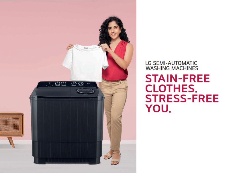 LG 8Kg Semi Automatic Washing Machine, Roller Jet Pulsator + Soak, Burgundy, 5 Star