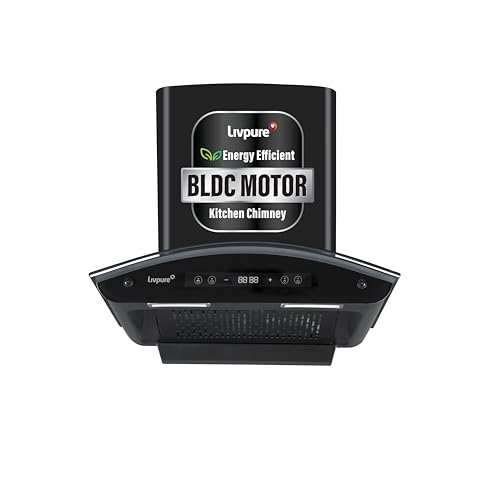 LIVPURE LIV-INVICTO-60-FL-BLDC-HAC Auto Clean Filterless Auto-clean Chimney With BLDC Motor | 9 Speed With RPM Display |Touch & Gesture Control | Powerful Suction | Low Noise Wall Mounted Black 1400 CMH Chimney